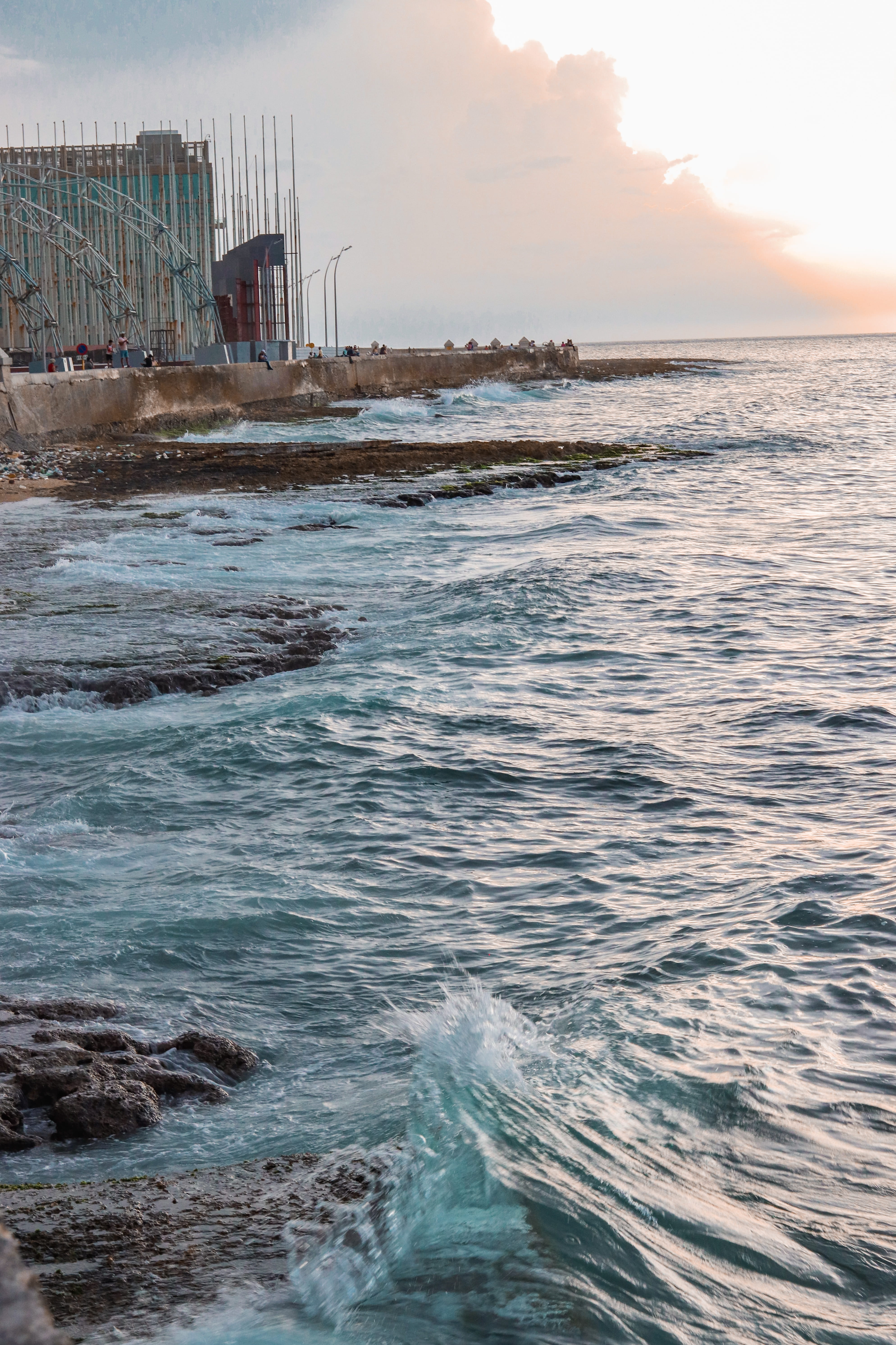 no people, cuba, sea, sport, wave, sky, waterfront, nature, outdoors, scenics - nature, aquatic sport, motion, built structure, sunset, beauty in nature, Phone HD Wallpaper