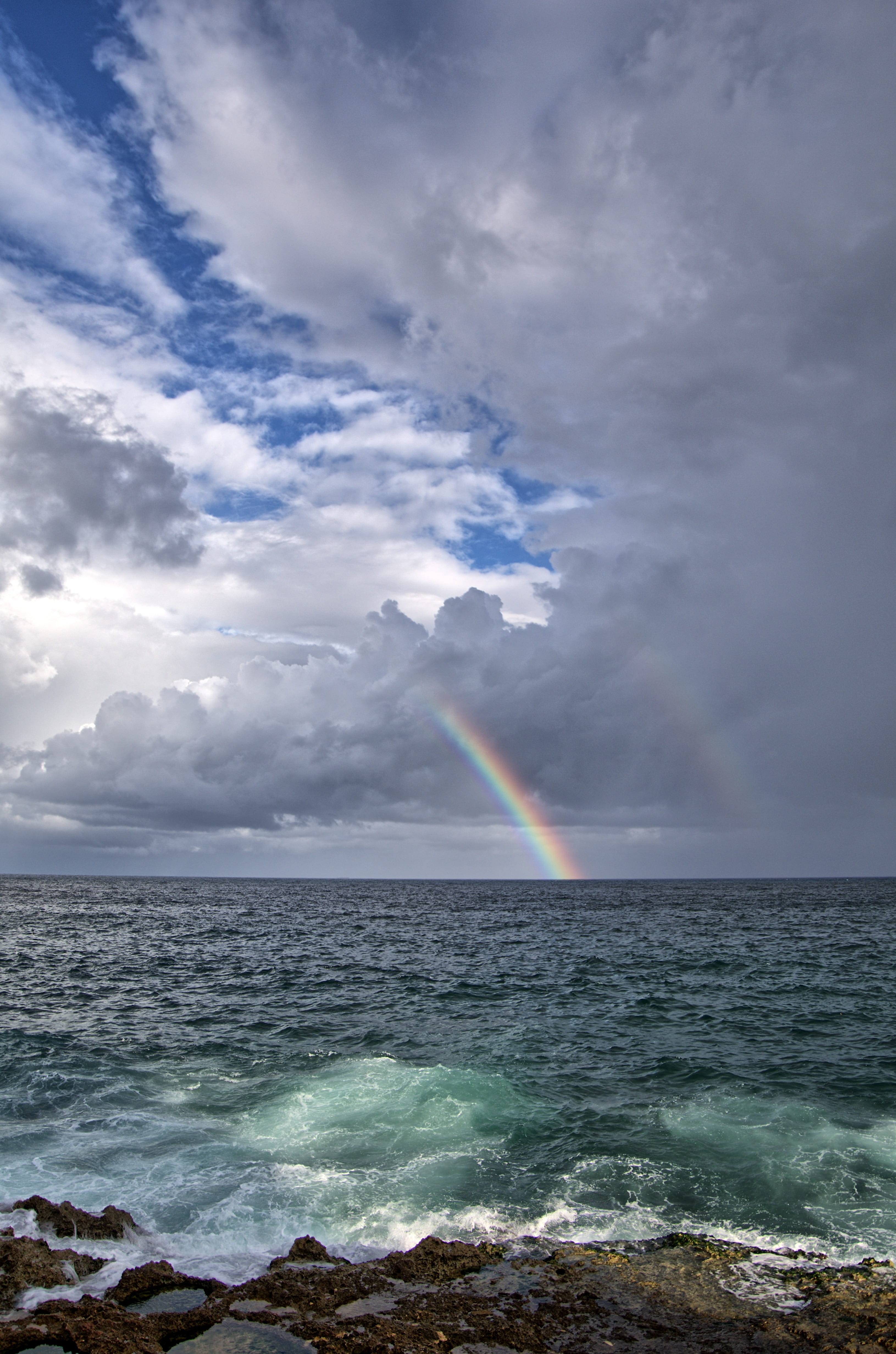 horizon, idyllic, havana, outdoors, flowing water, cloud - sky, rainbow, beauty in nature, no people, nature, cuba, sea, wave, 4K, horizon over water, Phone HD Wallpaper