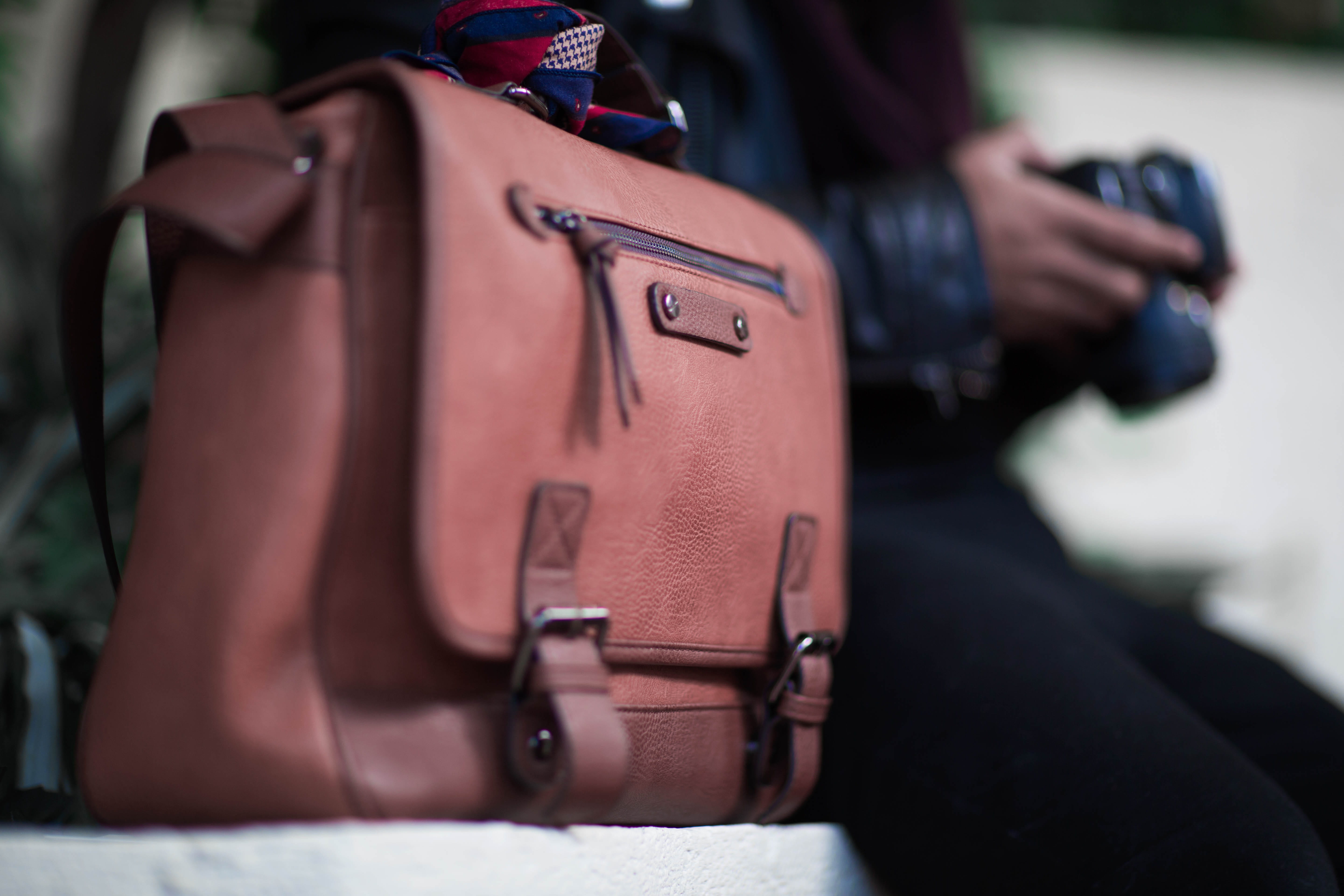 closeup, photographer, camera, occupation, leather, bumps, photography themes, shoulderbag, holding, selective focus, red, simple, gun, organize, people, HD Wallpaper