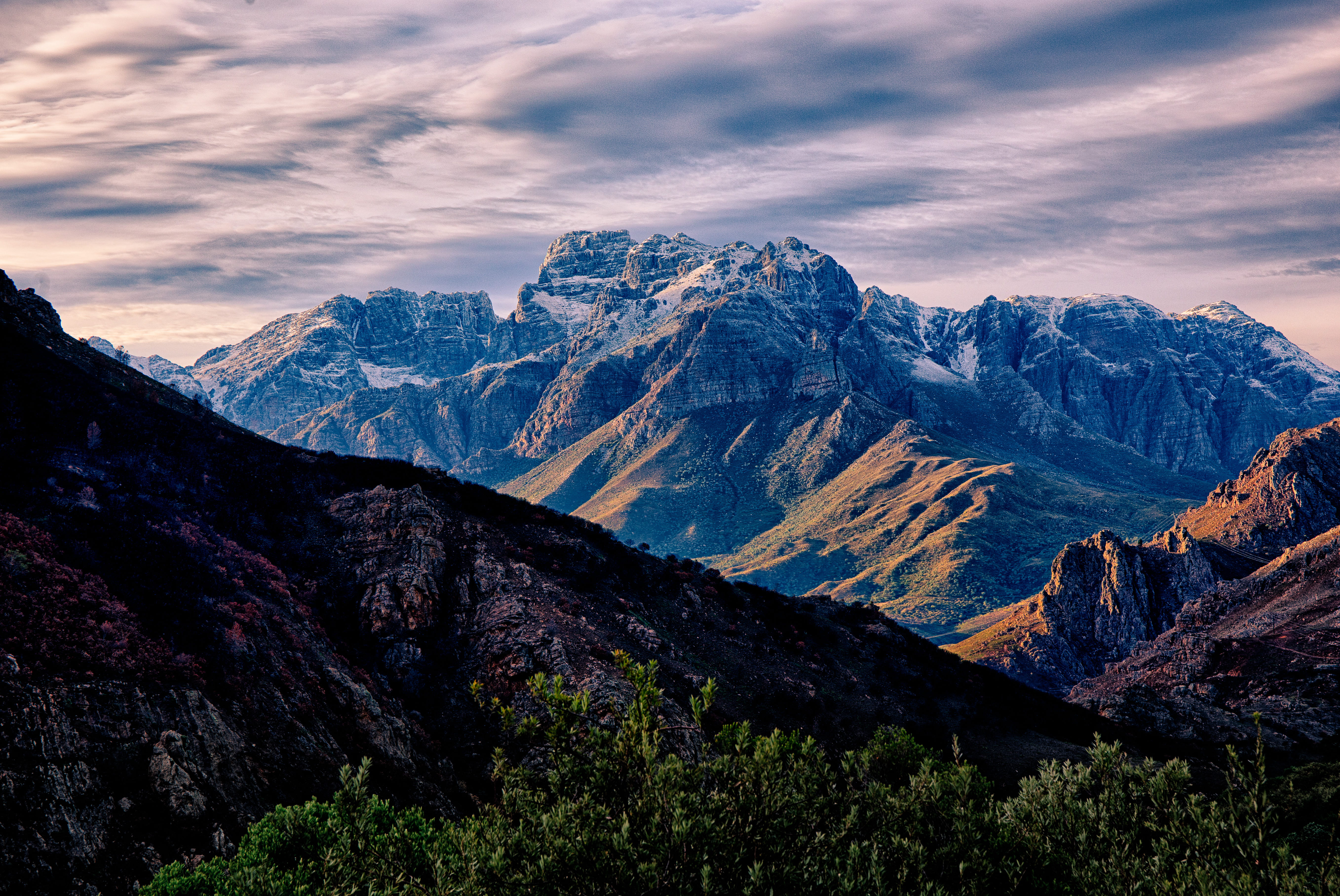 5K, plant, dutoitskloof, dramatic sky, no people, idyllic, pass, outdoors, tranquility, range, non-urban scene, southafrica, landscape, ranges, snowcapped mountain, HD Wallpaper
