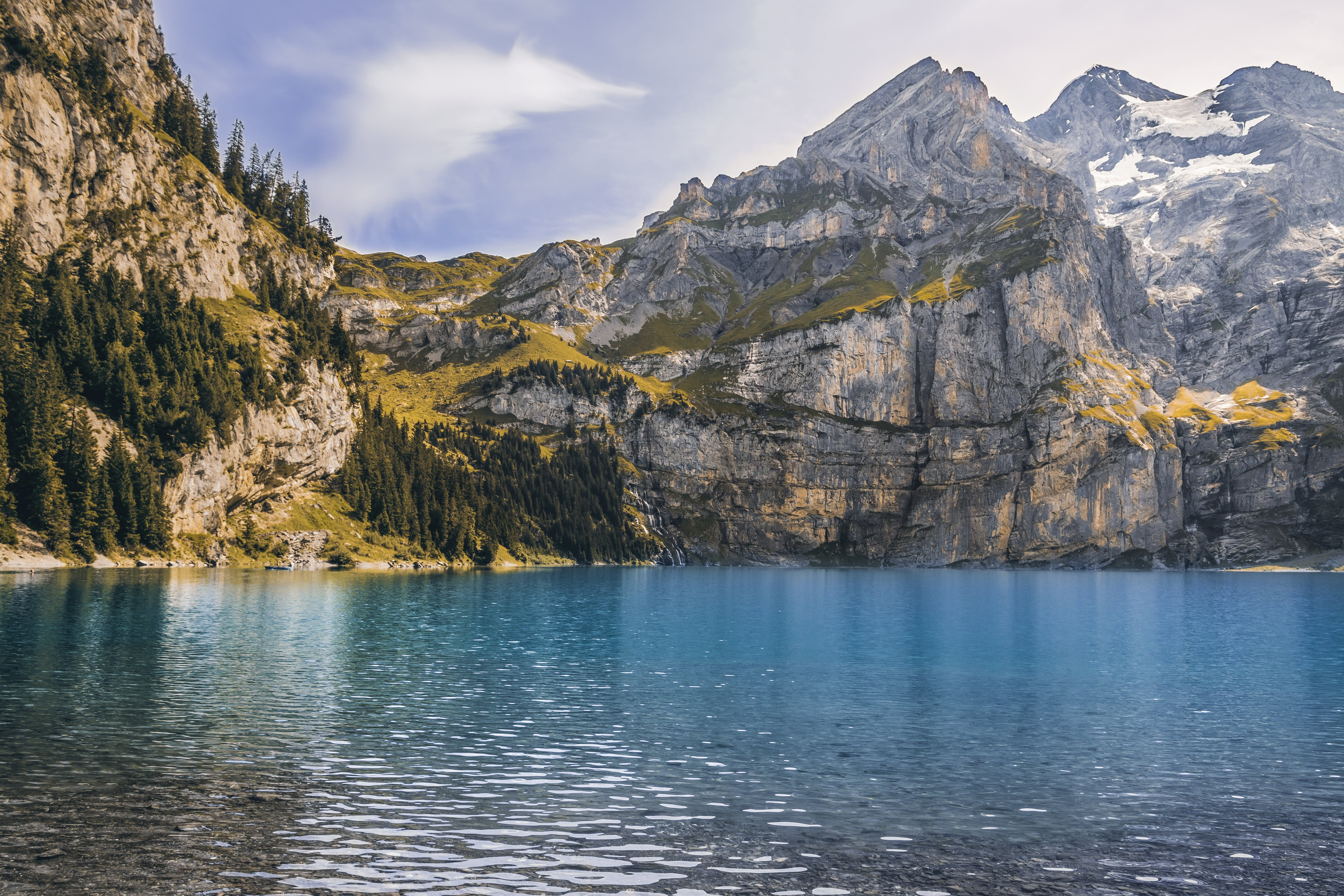 plant, nature, kandersteg, outdoors, gray, non-urban scene, holiday, switzerland, snow, scenics, tranquility, cloud - sky, idyllic, water, no people, HD Wallpaper