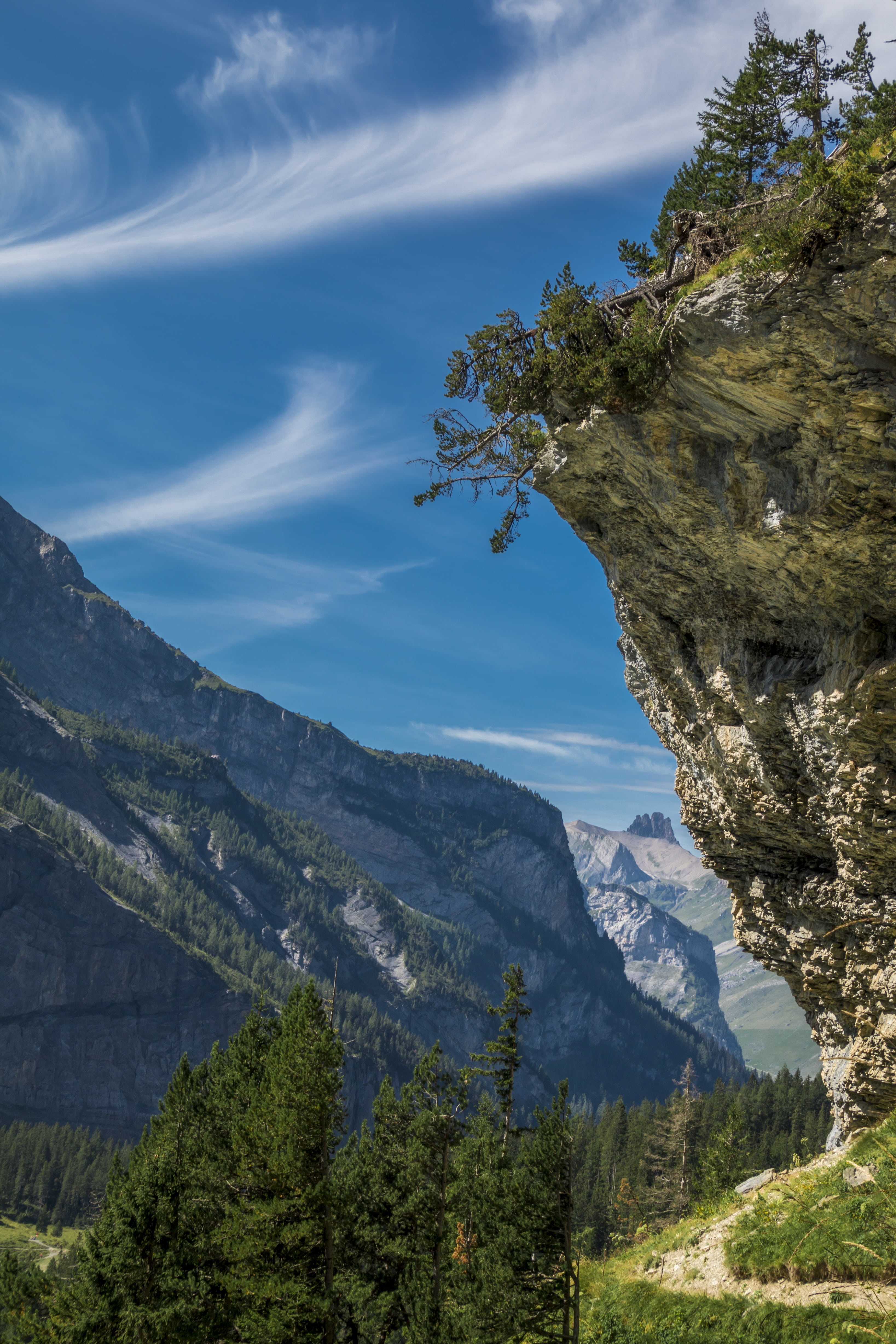 mountains, tranquility, green color, nature, hike, tree, mountain peak, landscape, idyllic, sky, 4K, scenics - nature, kandersteg, mountain, outdoors, Phone HD Wallpaper