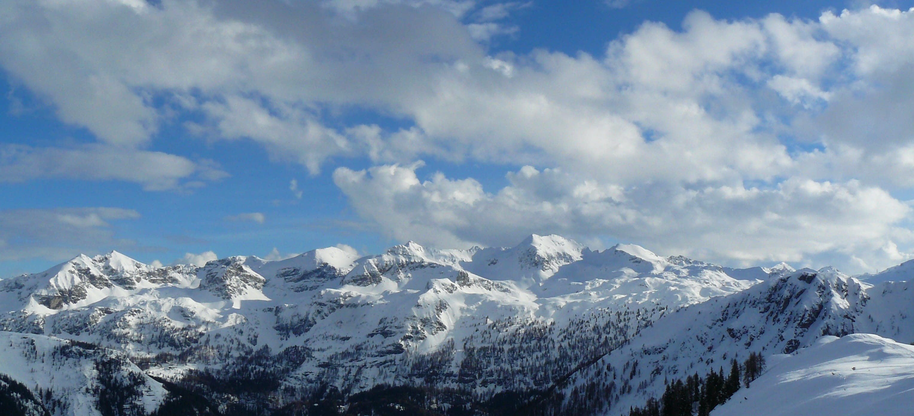 austria, scenics - nature, weather, mountain landscape, snow, landscape, clouds, beauty in nature, cumulus clouds, snowy, tranquility, summit, mountain, HD Wallpaper