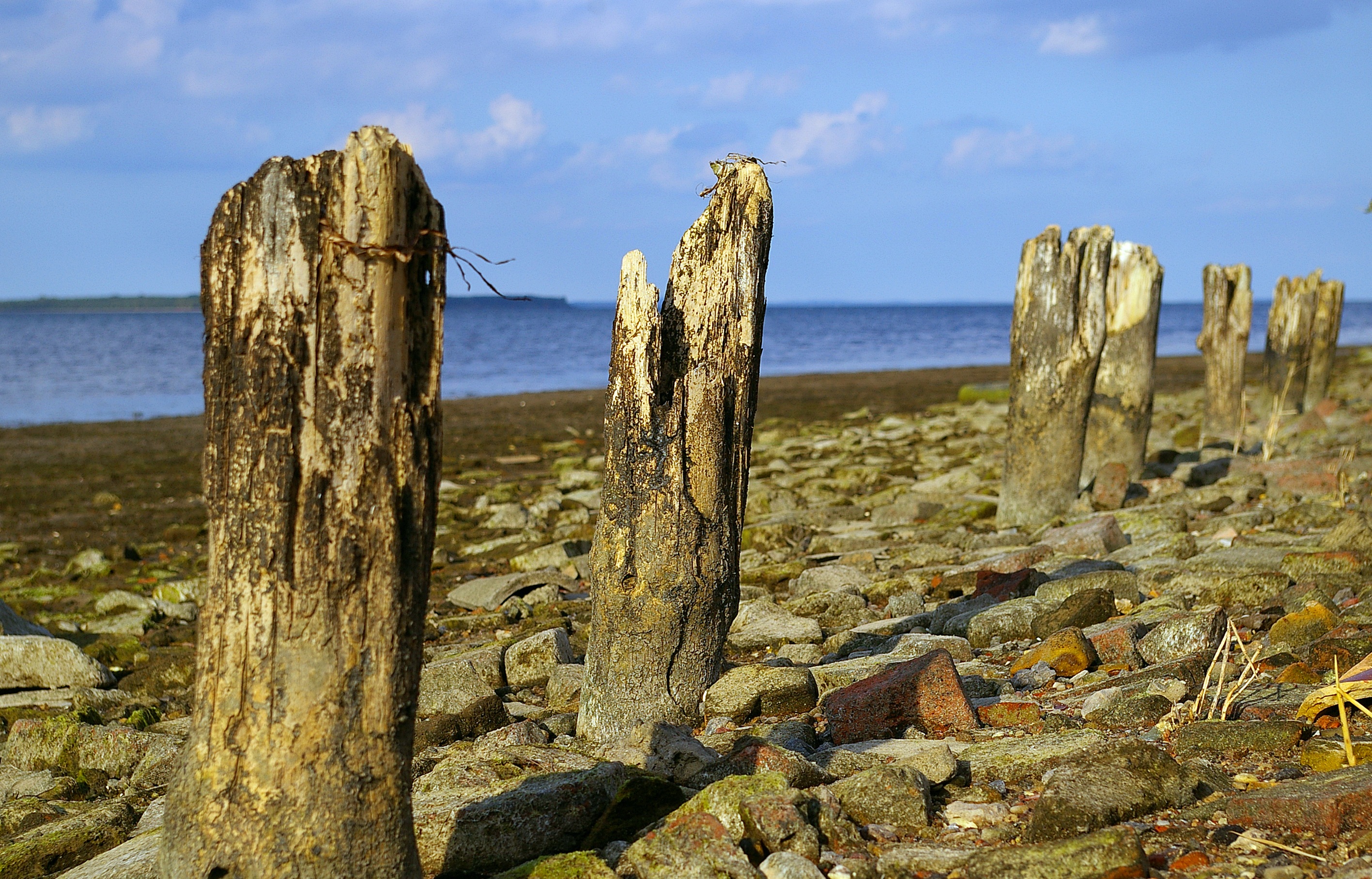 idyll, blue, sky, holiday, solid, horizon over water, reed, rest, ships, rock - object, coast, beach, walk on the beach, grass, recovery, outdoors, low tide, HD Wallpaper