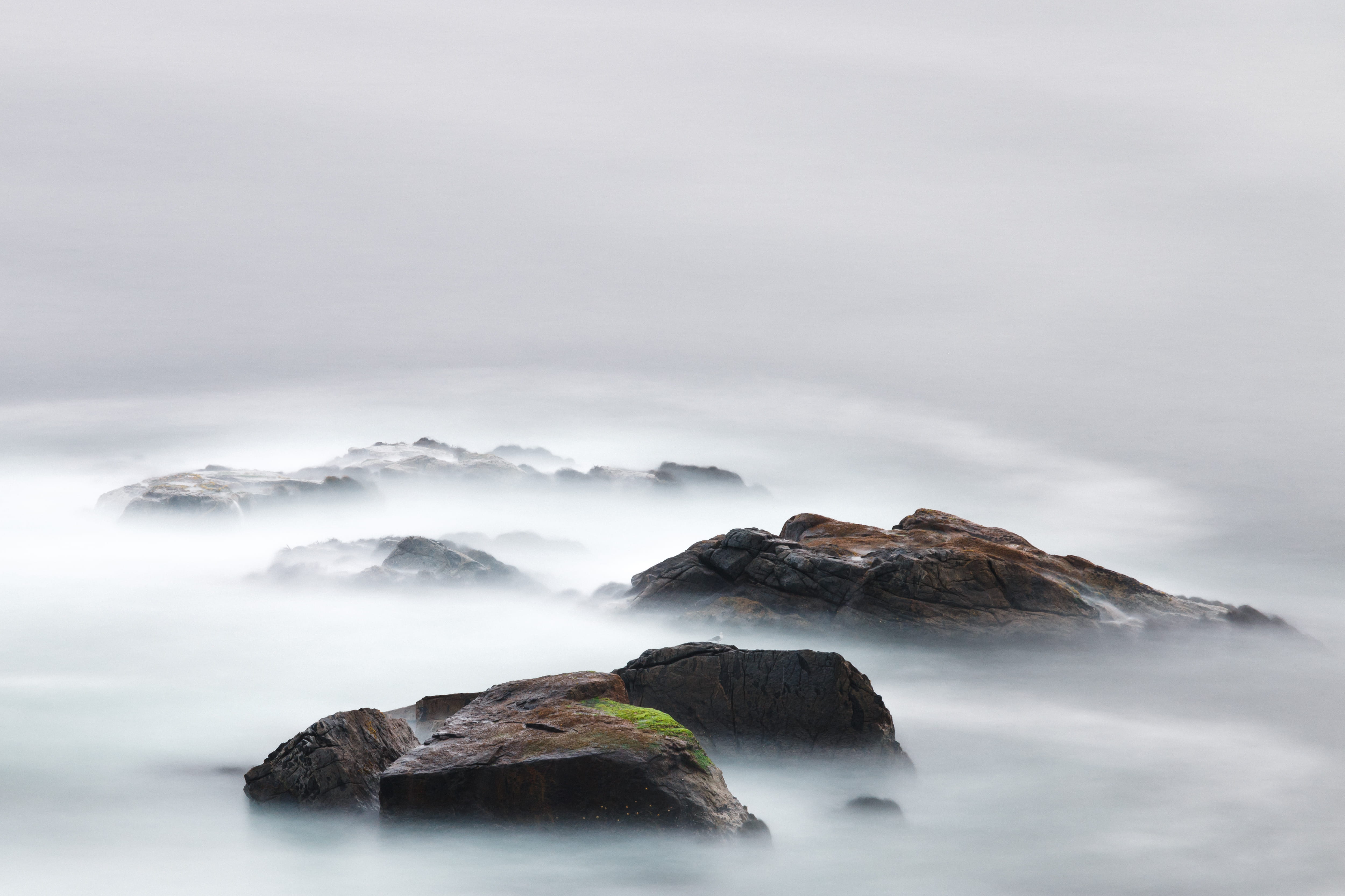 crag, fog, sky, storm, gray, land, color Image, weather, tranquility, overcast, rock - Object, lapse, scenics - nature, scenics, cloud - Sky, wave, landscapes, HD Wallpaper