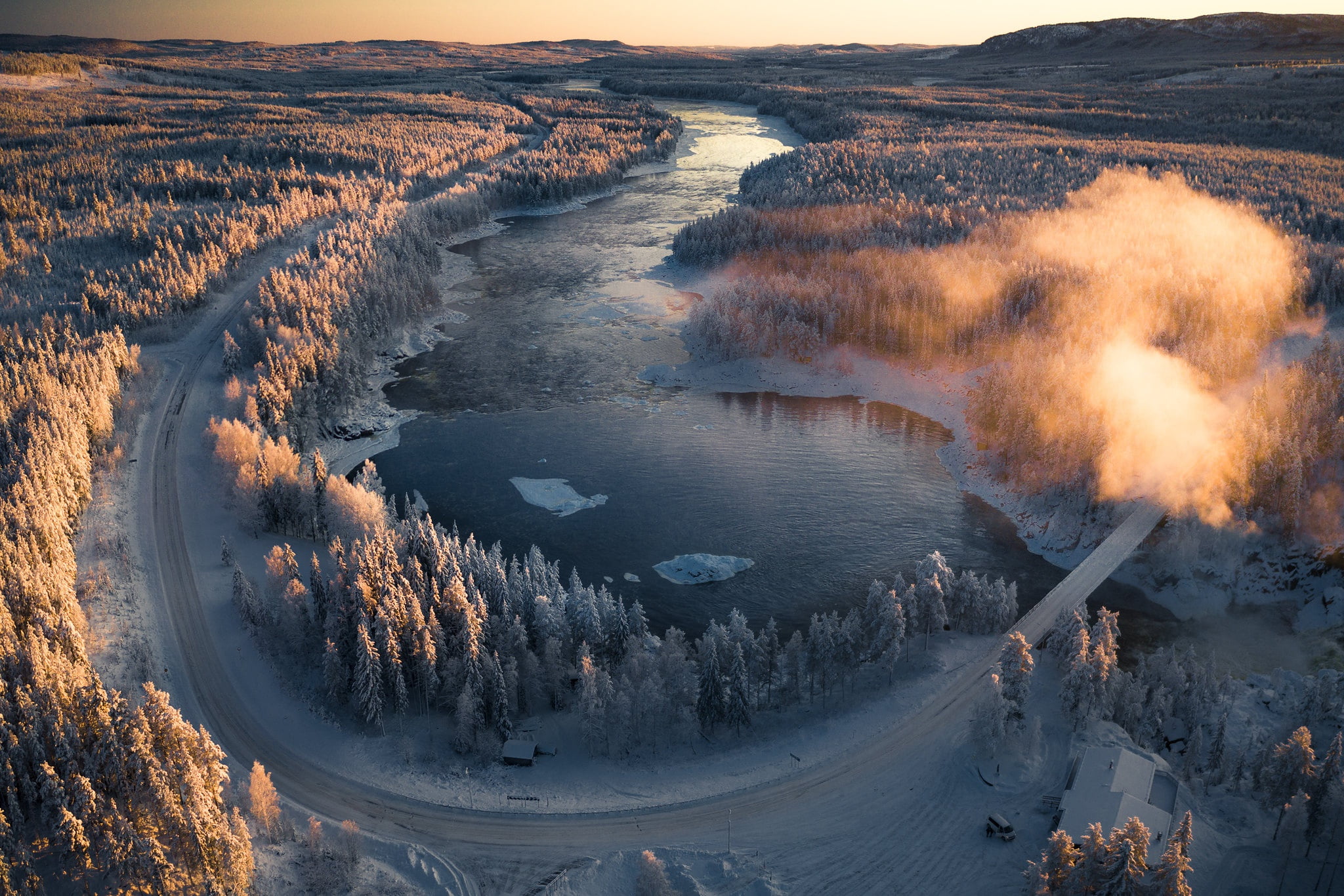 winter, road, snow, nature, cold, 1080P, trees, landscape, ice, Sweden, HD Wallpaper