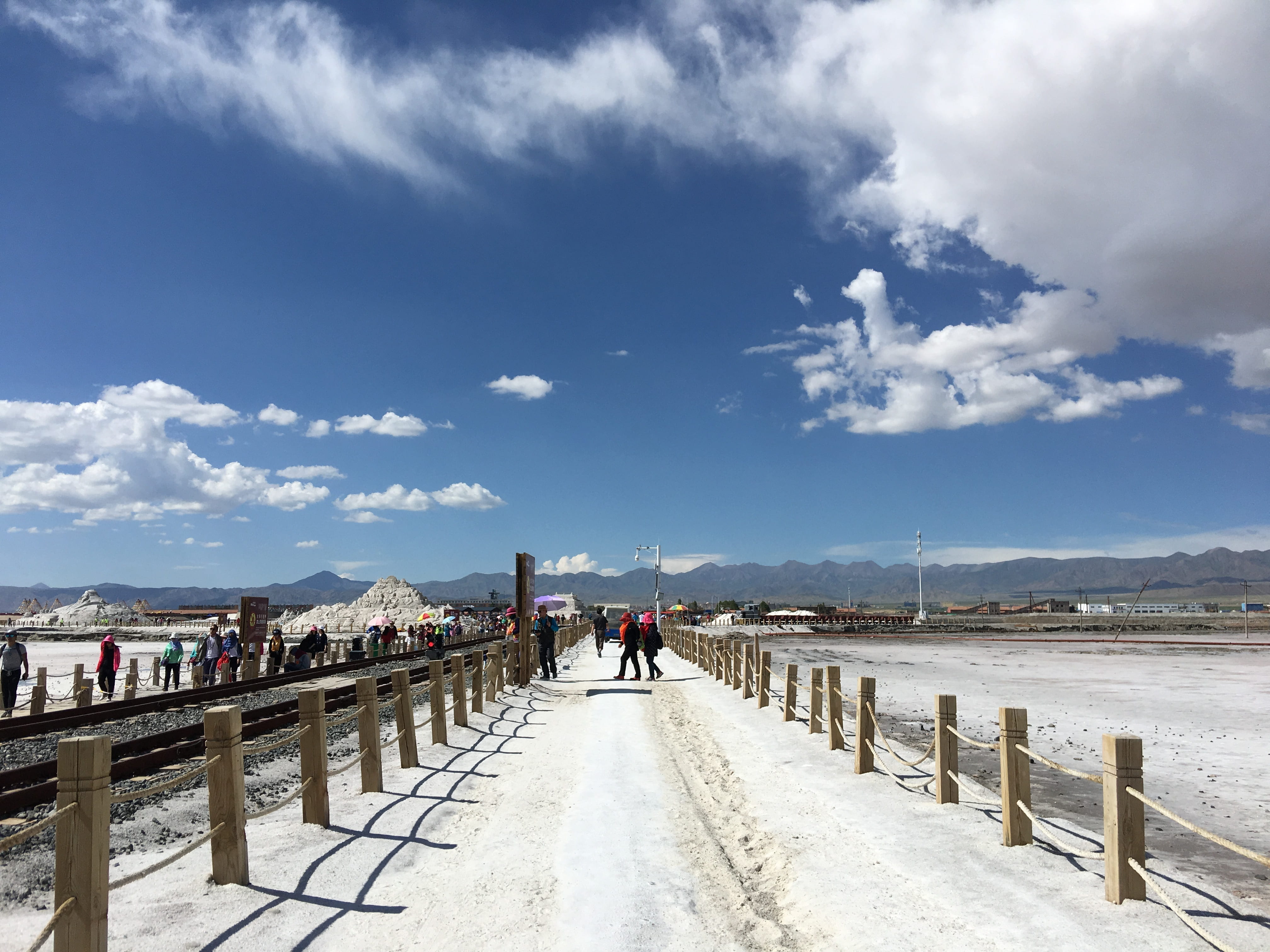 cloud - sky, salt lake, caka salt lake, sky, outdoors, tourism, architecture, adult, pier, mountain, day, women, city, footpath, 4K, water, travel destinations, HD Wallpaper