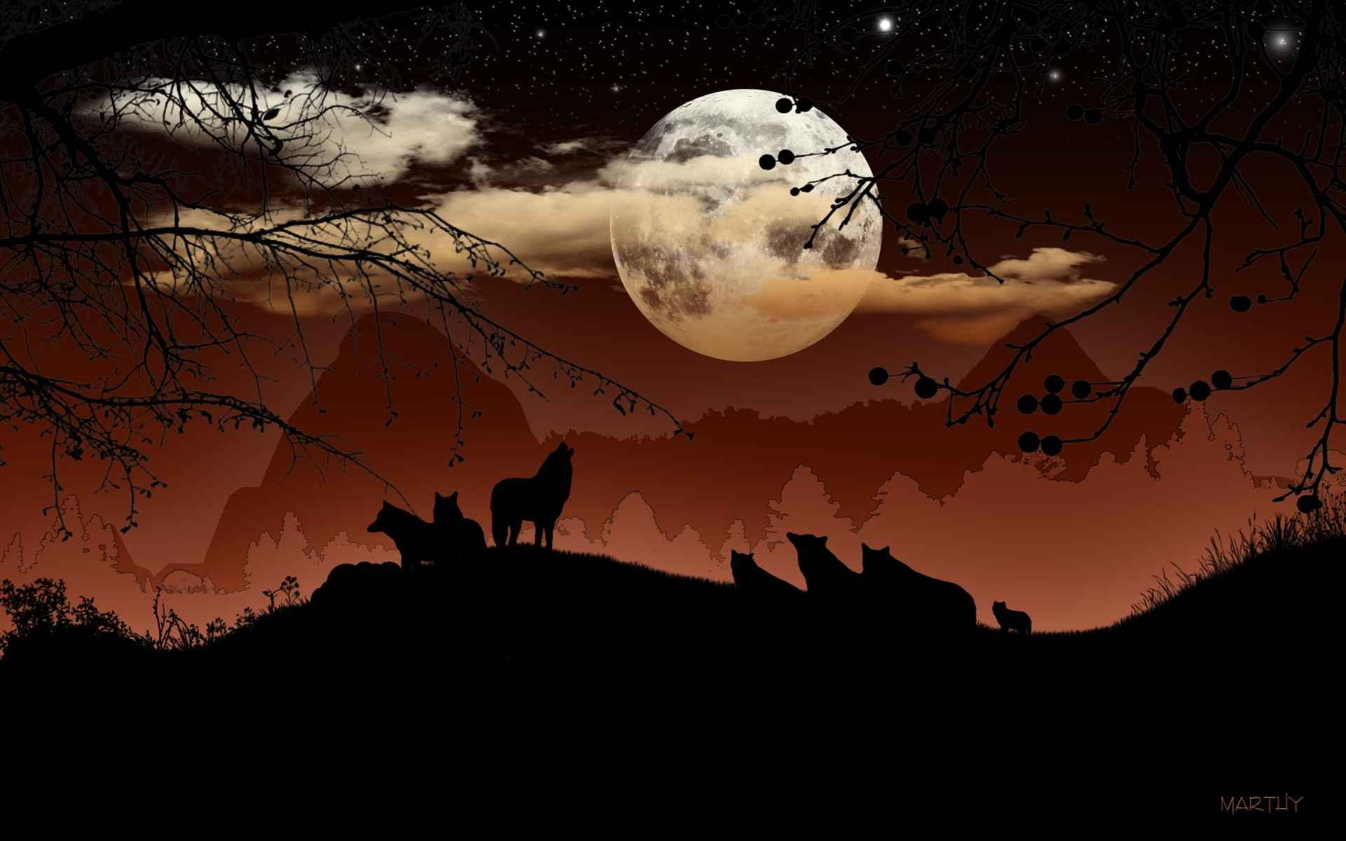 1080P, bright, full, 3d and abstract, nature, moonset, HD Wallpaper