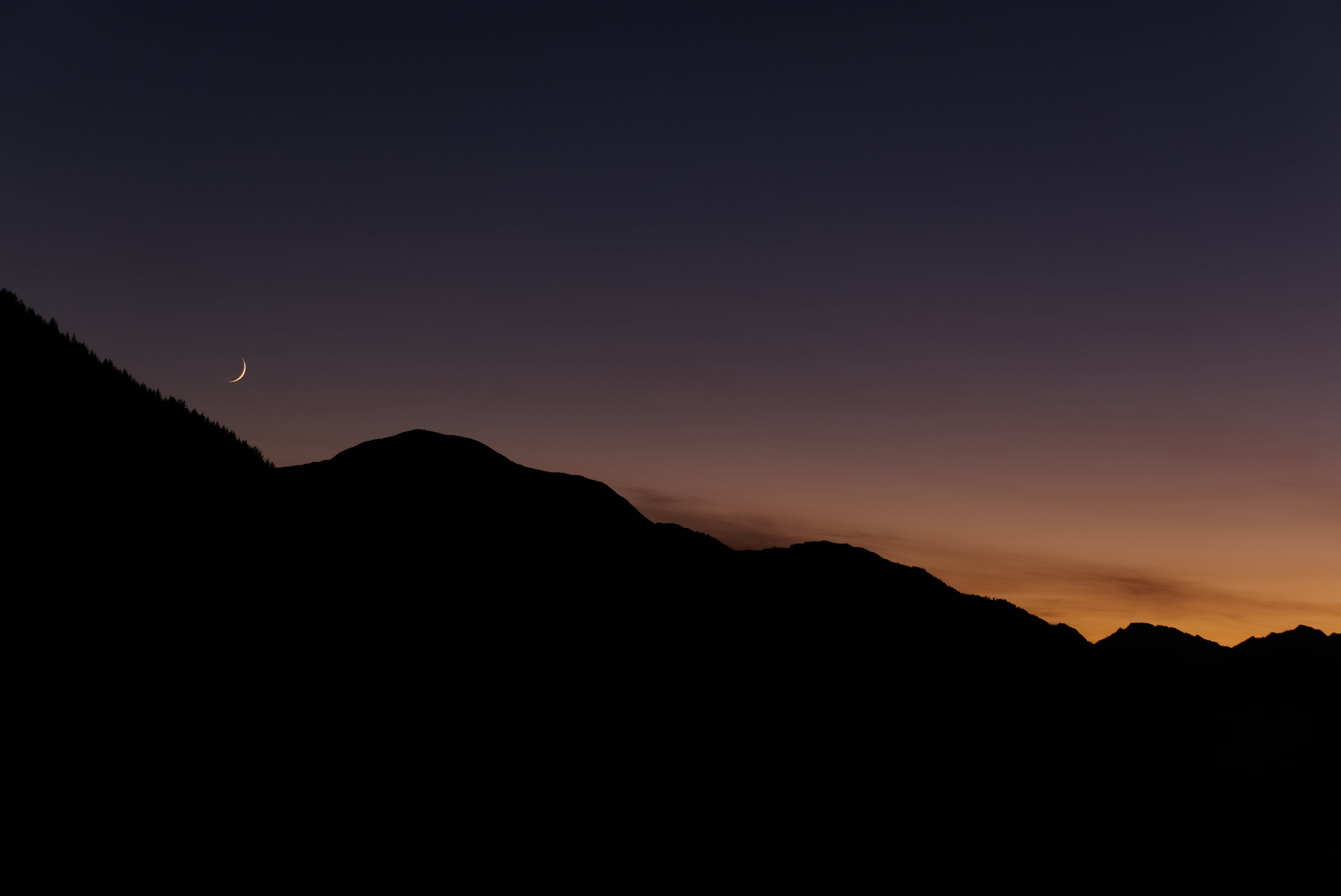 tranquil scene, scenics - nature, space, outdoors, orange color, italy, sky, mountain, clouds, remote, non-urban scene, 5K, sterzing, sunset, mountain range, HD Wallpaper