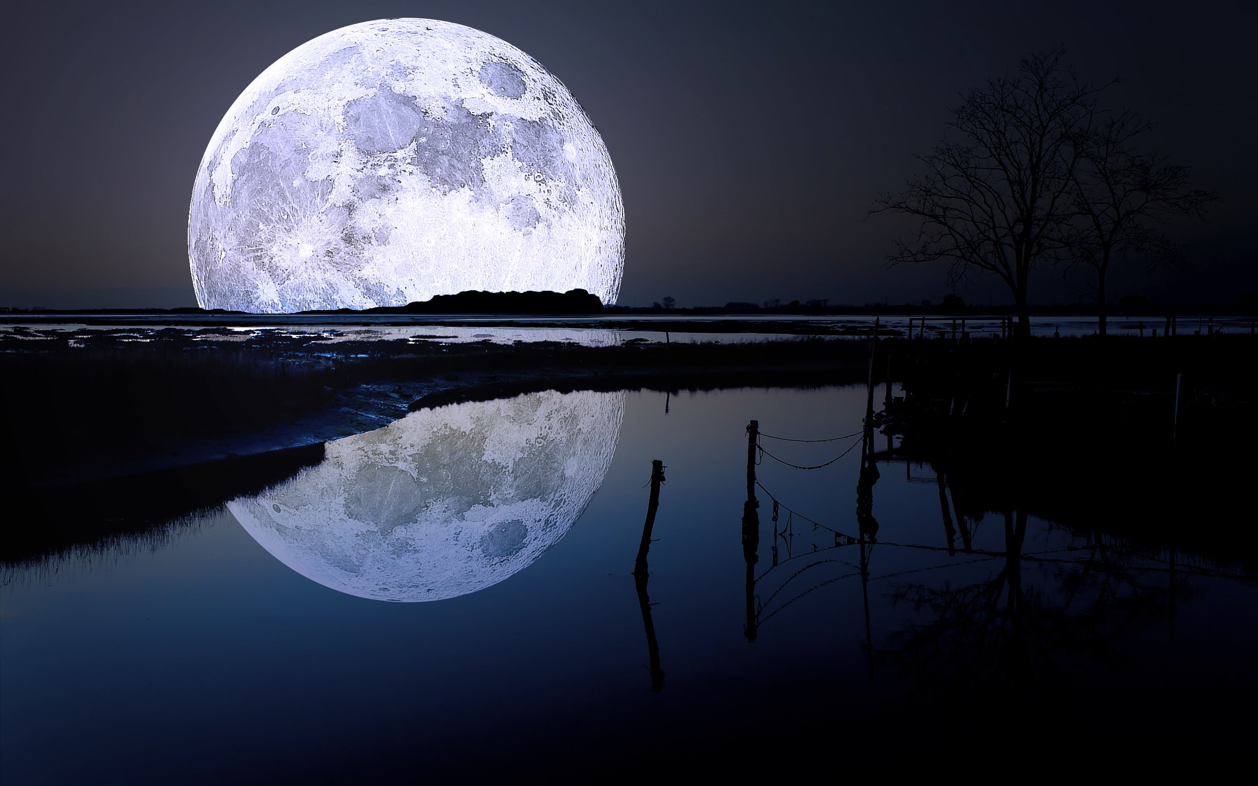 2K, moonset, HD Wallpaper