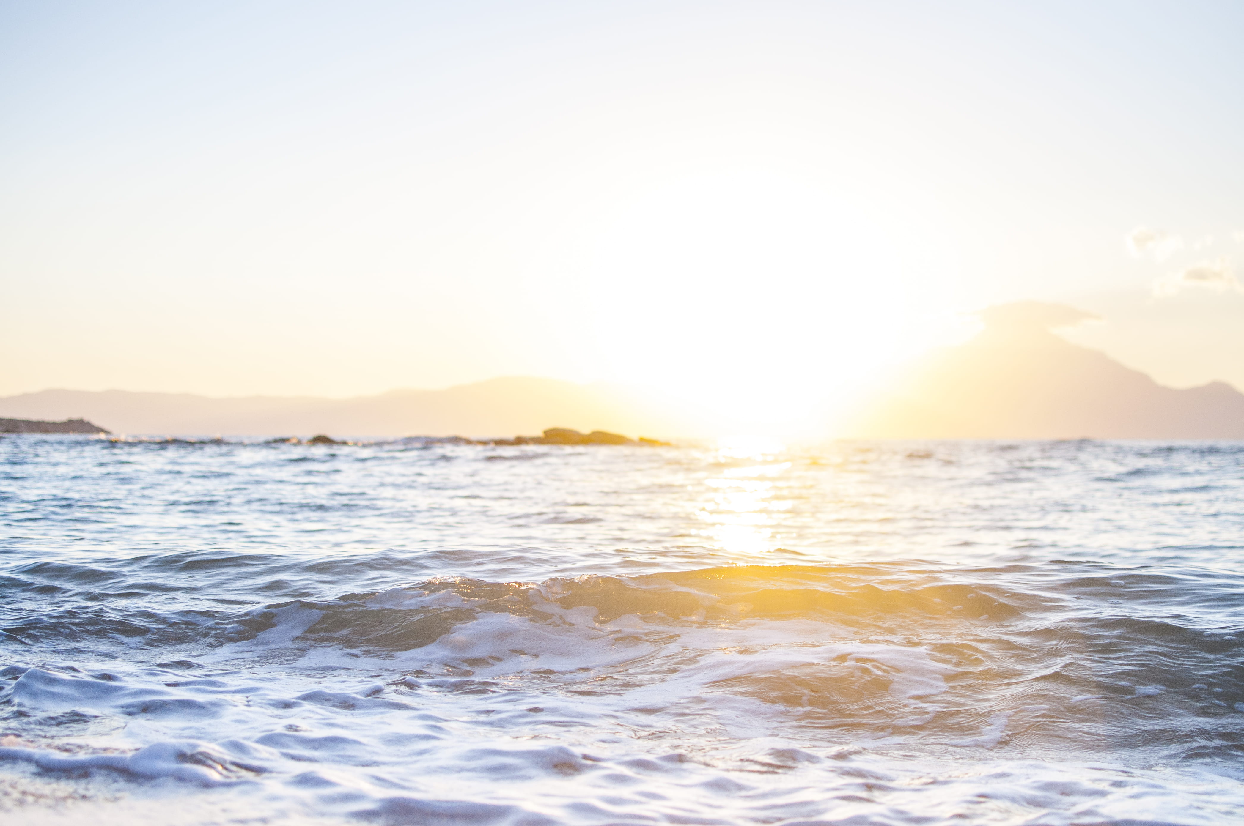 landscape, water, scenics - nature, no people, sky, open ocean, beauty in nature, motion, mountain, tranquility, seascape, land, hella, sun ray, ellada, HD Wallpaper
