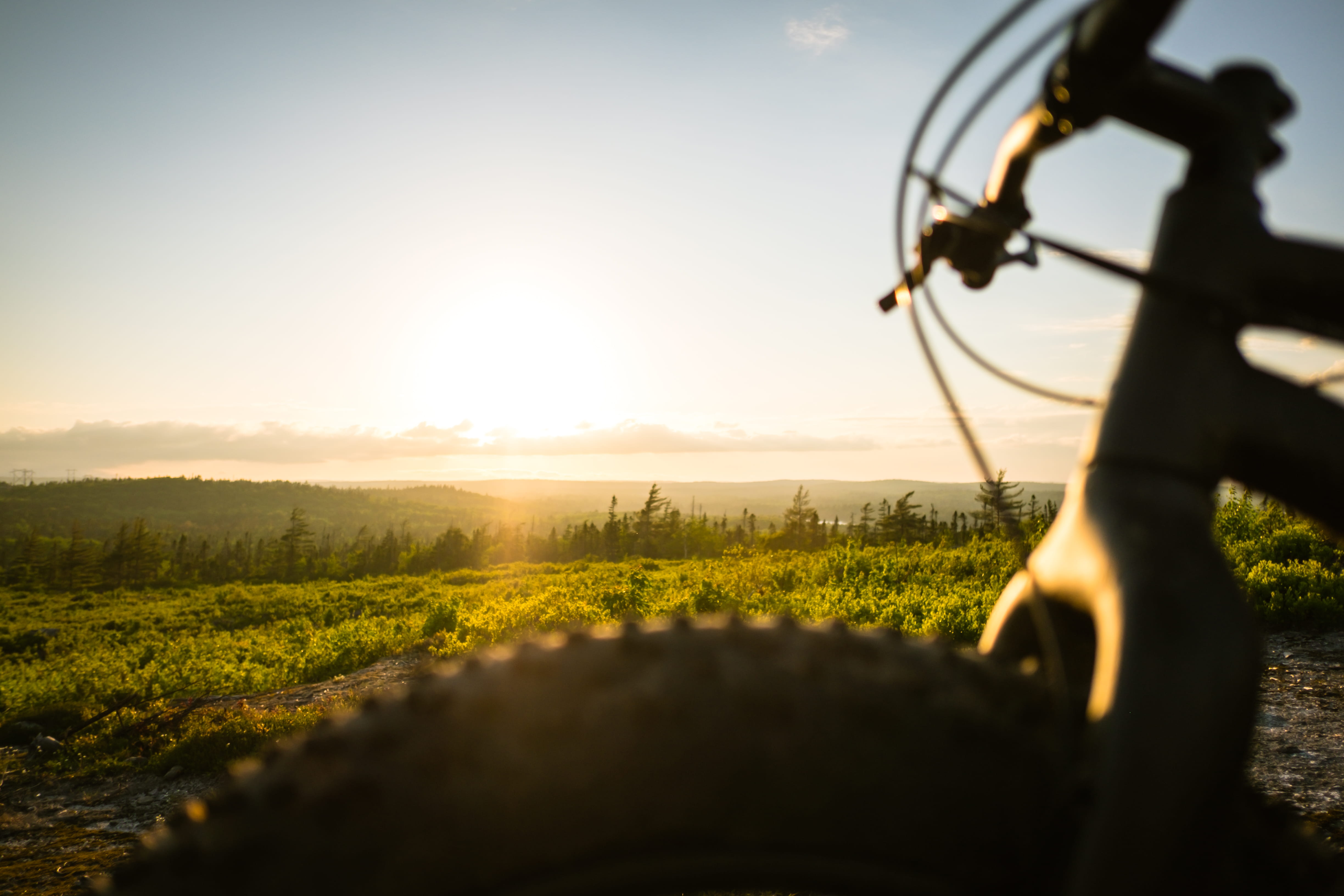 canada, sunset, one person, 4K, plant, bike, scenics - nature, sunlight, adventure, lens flare, sky, farm, field, mountain biking, explore, rural scene, HD Wallpaper