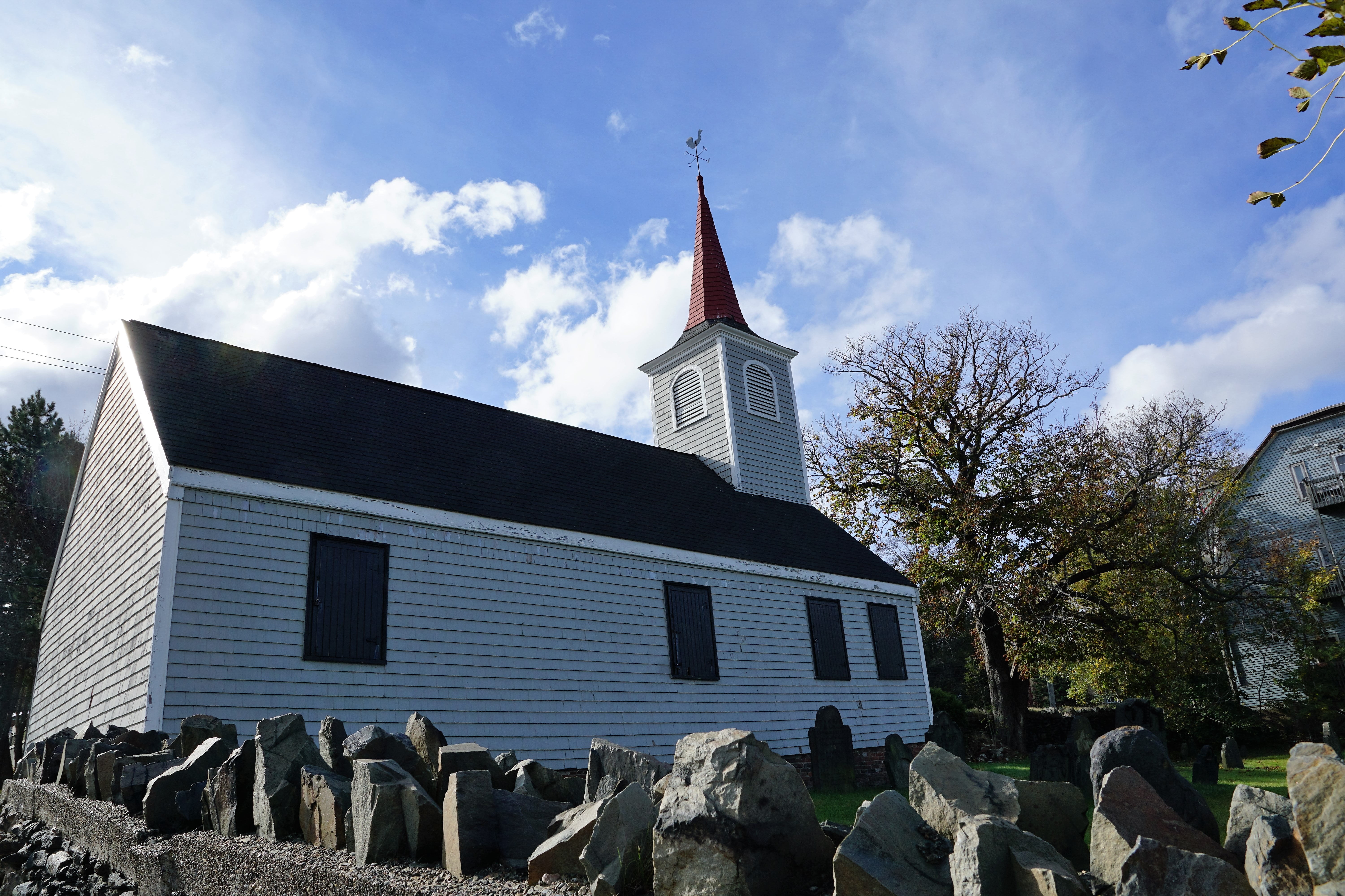 church, halifax, cloud - sky, spirituality, no people, built structure, clouds, tower, 5K, cemetery, architecture, religion, belief, woods, place of worship, HD Wallpaper
