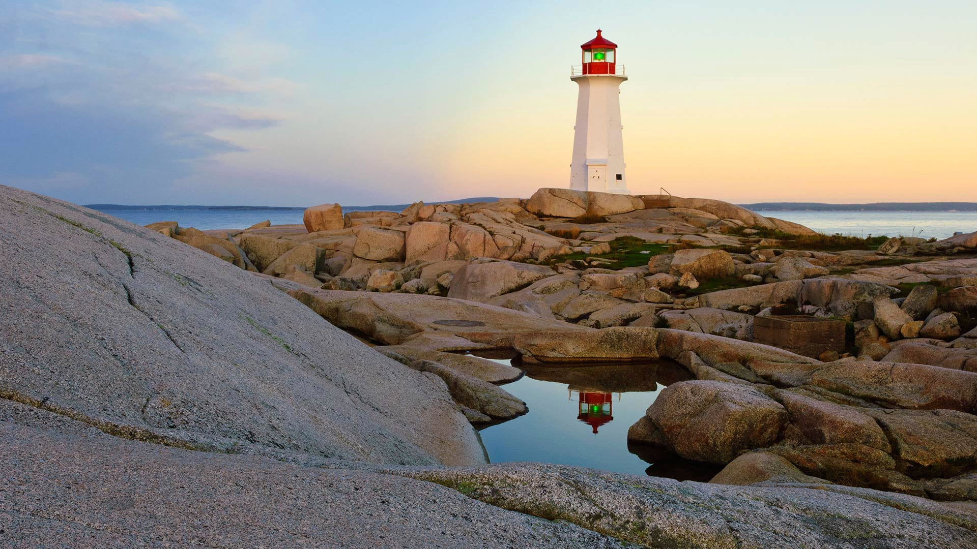 stones, 1080P, Peggys Cove, Canada, lighthouse, HD Wallpaper
