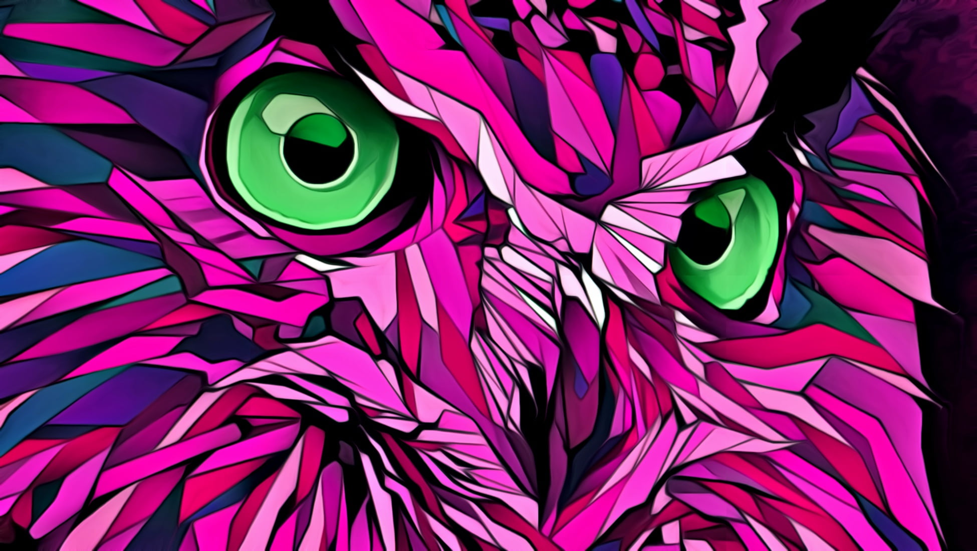 green eyes, illustration, abstraction, owl, a stern look, 1080P, figure, bird of prey, HD Wallpaper