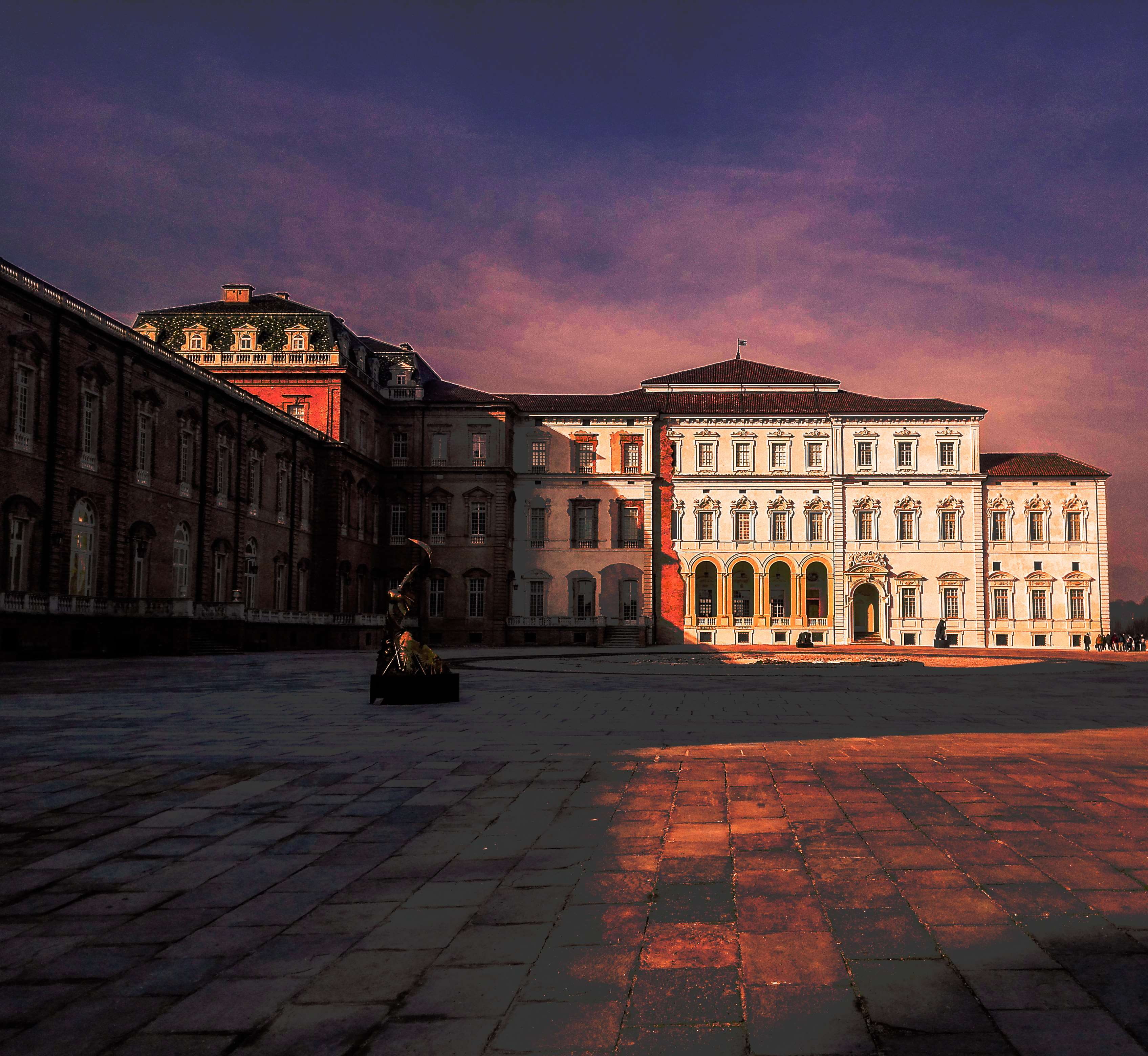 turin, building, cobblestone, adult, venaria, cloud, buildings, one person, history, night, architecture, arts culture and entertainment, painting, paving stone, HD Wallpaper