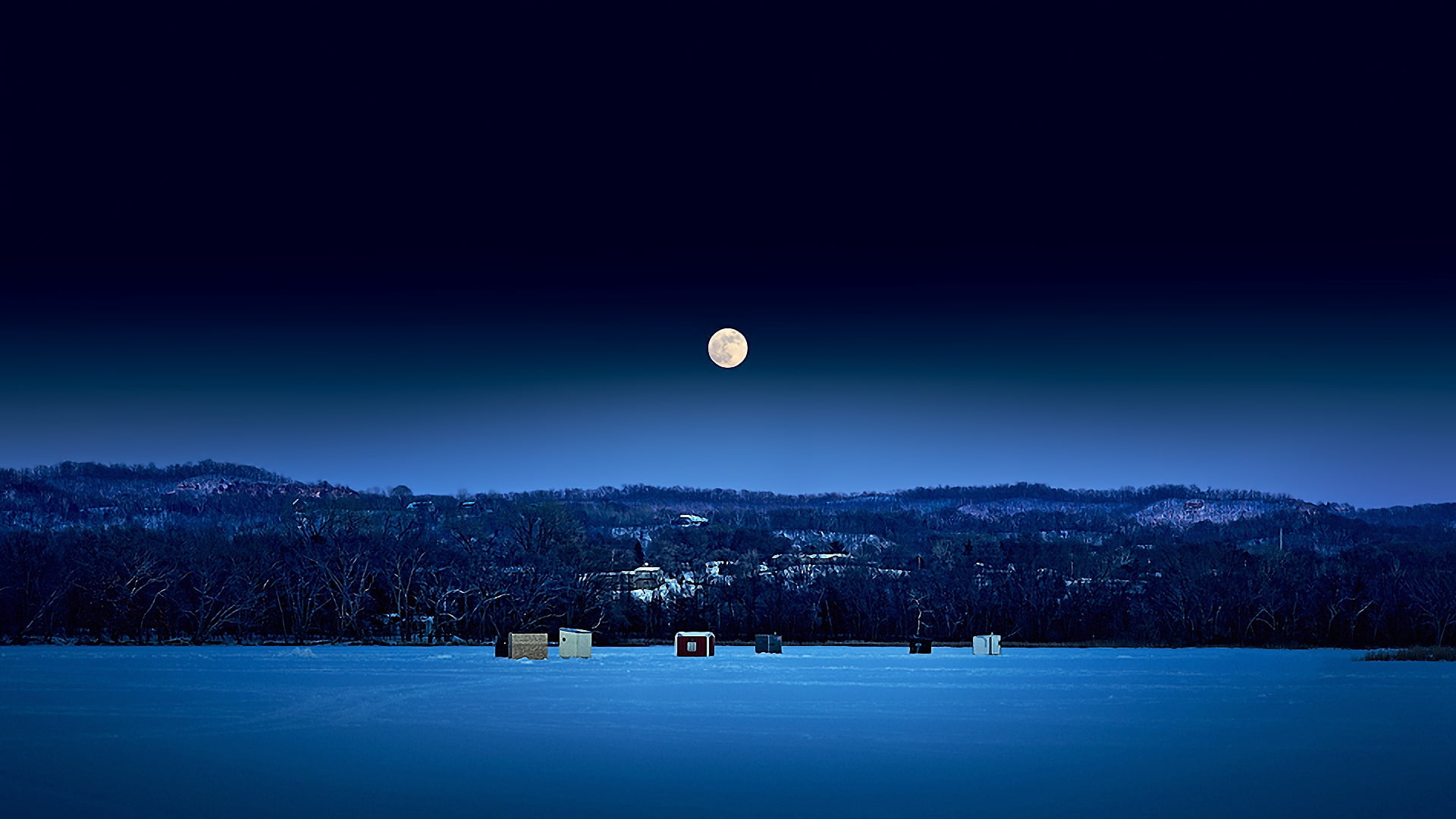 full Moon, mountain, moon, scenics, land, sunset, 1080P, no people, constructions, tree, dark, landscape, tranquility, dark blue, hill, non-Urban Scene, HD Wallpaper