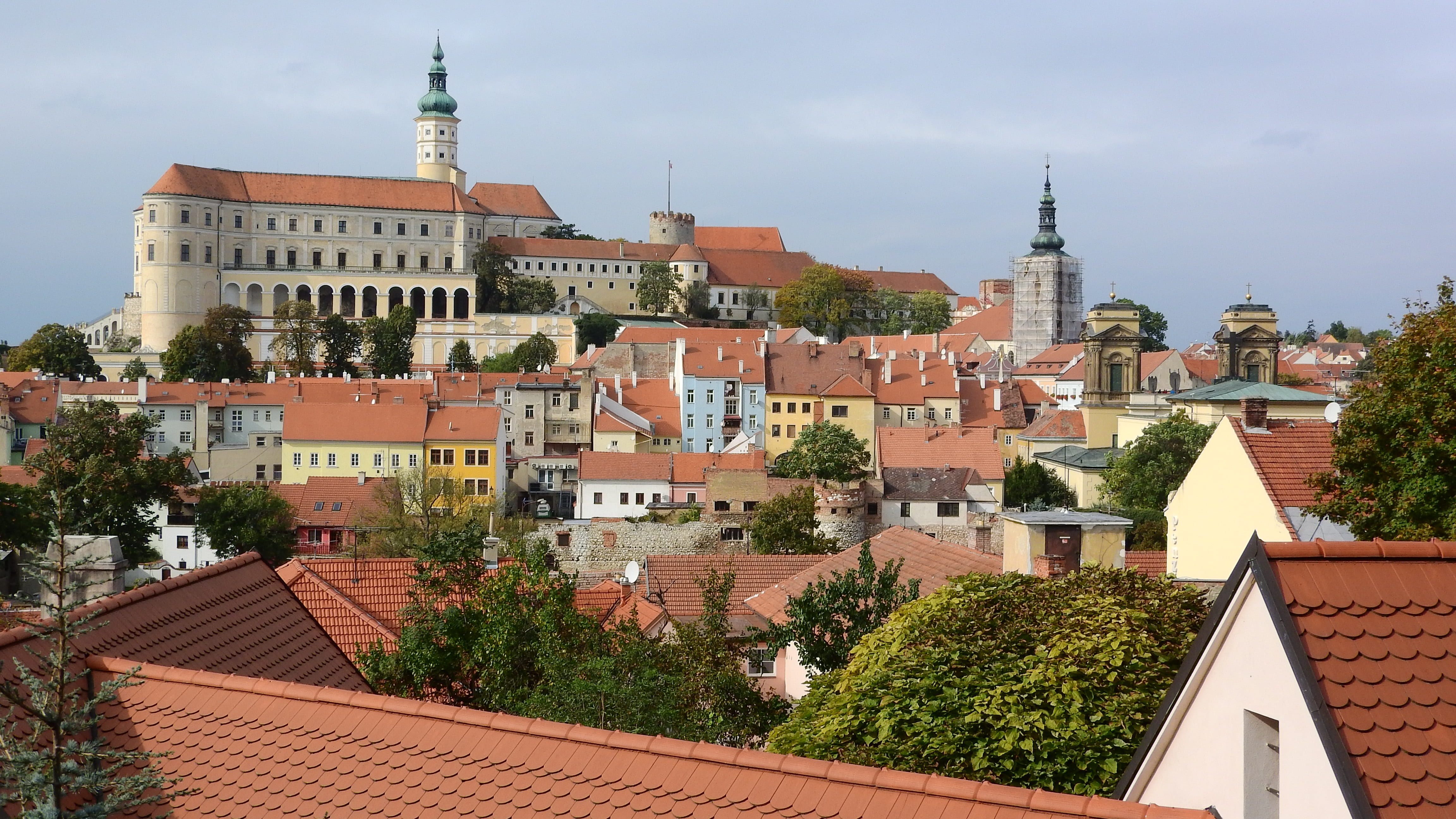 sky, mikulov, czech republic, day, spire, plant, historical landmark, building, building exterior, moravia, house, high angle view, roof tile, old town, HD Wallpaper