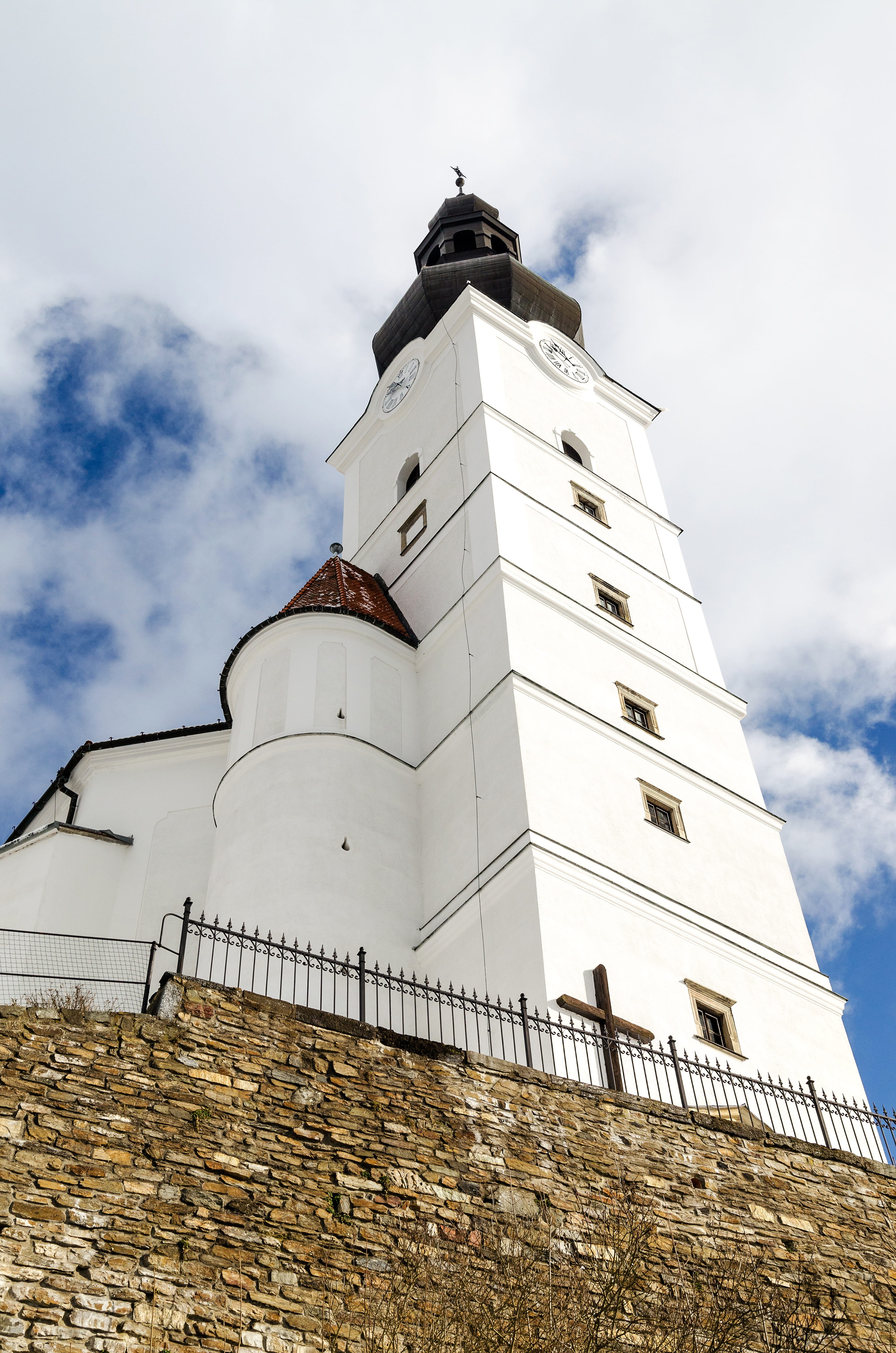 stone wall, view, castle, sky, panorama, travel destinations, tower, czech, building exterior, tall - high, catholic, jeseniky, europe, traditional, village, Phone HD Wallpaper