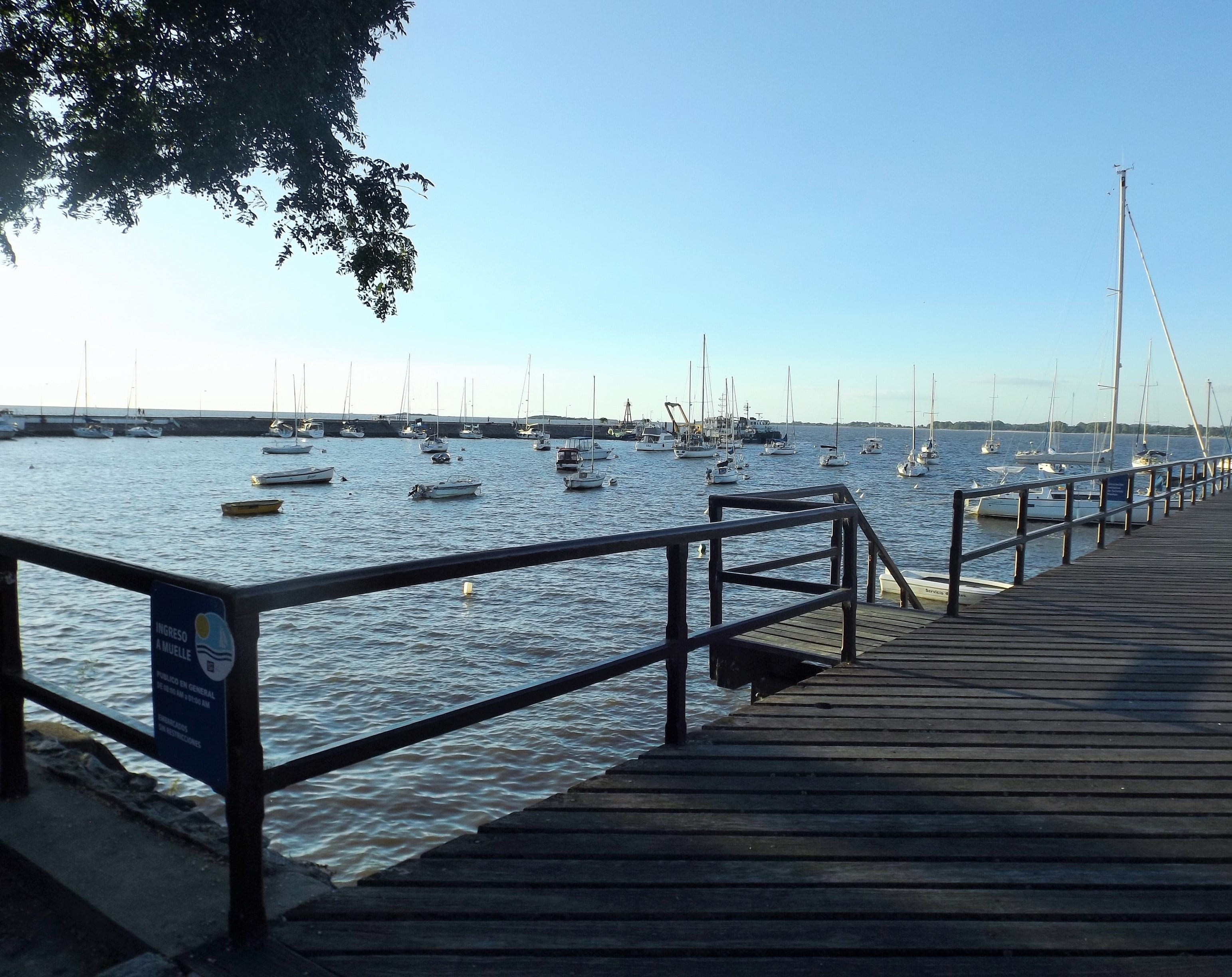tranquil scene, boat, jetty, calm sea, pier, outdoors, spring, clear sky, no people, 2K, desktop, water, nature, marina, yachts, sky, holiday, harbor, HD Wallpaper