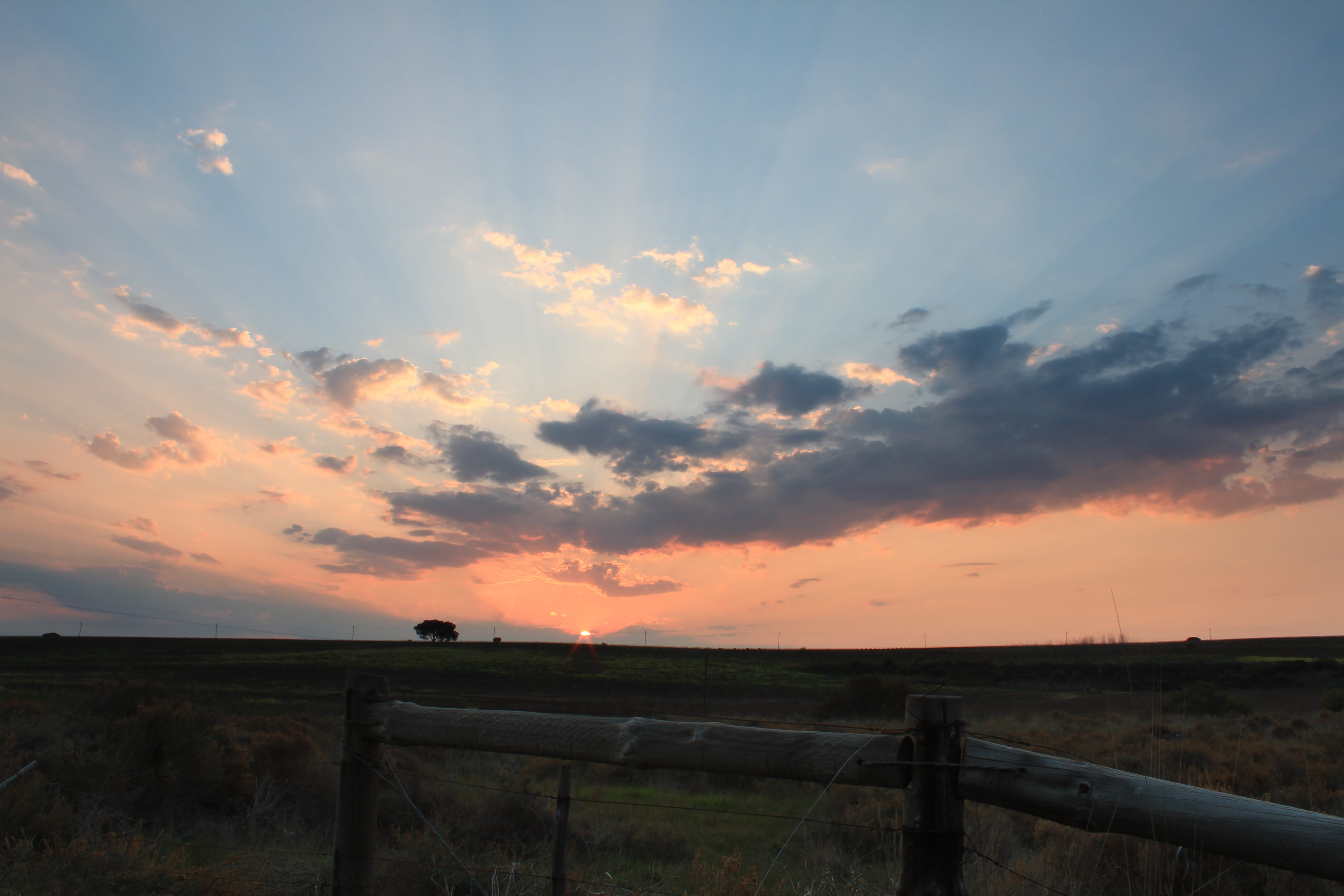 sunset, non-urban scene, tranquil scene, beauty in nature, cloud, field, scenics - nature, hill, fence, land, 5K, nature, south africa, sky, security, HD Wallpaper