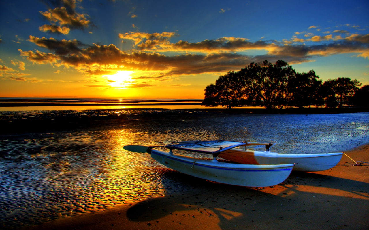 amazing, nature, sunset, 720P, boats, beauty, art, beaches, beautiful, beach, boat, lovely, hd, HD Wallpaper