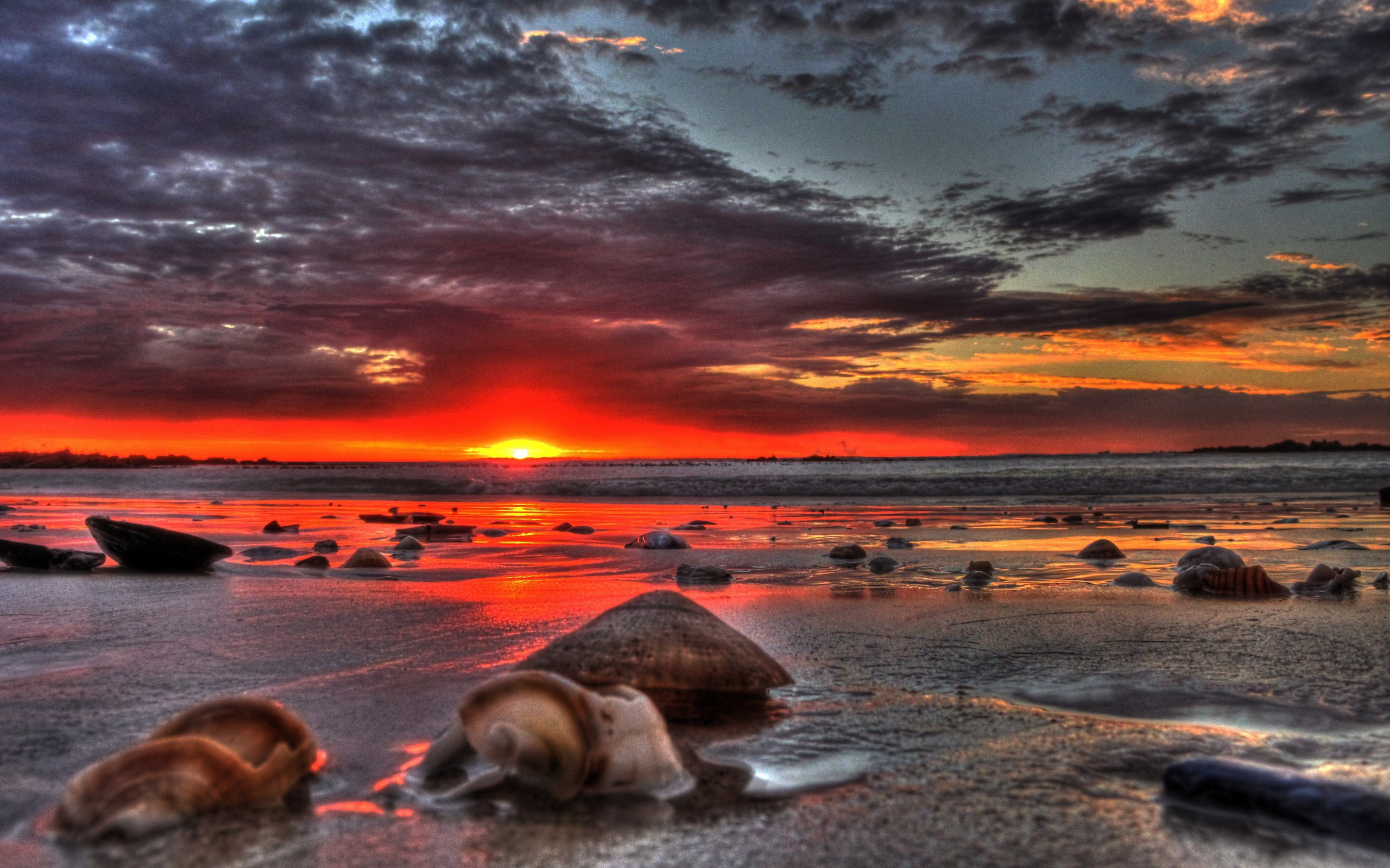 Clouds, sunset, art, amazing, beach, beautiful, beauty, nature, colorful, beaches, hd, 2K, HD Wallpaper