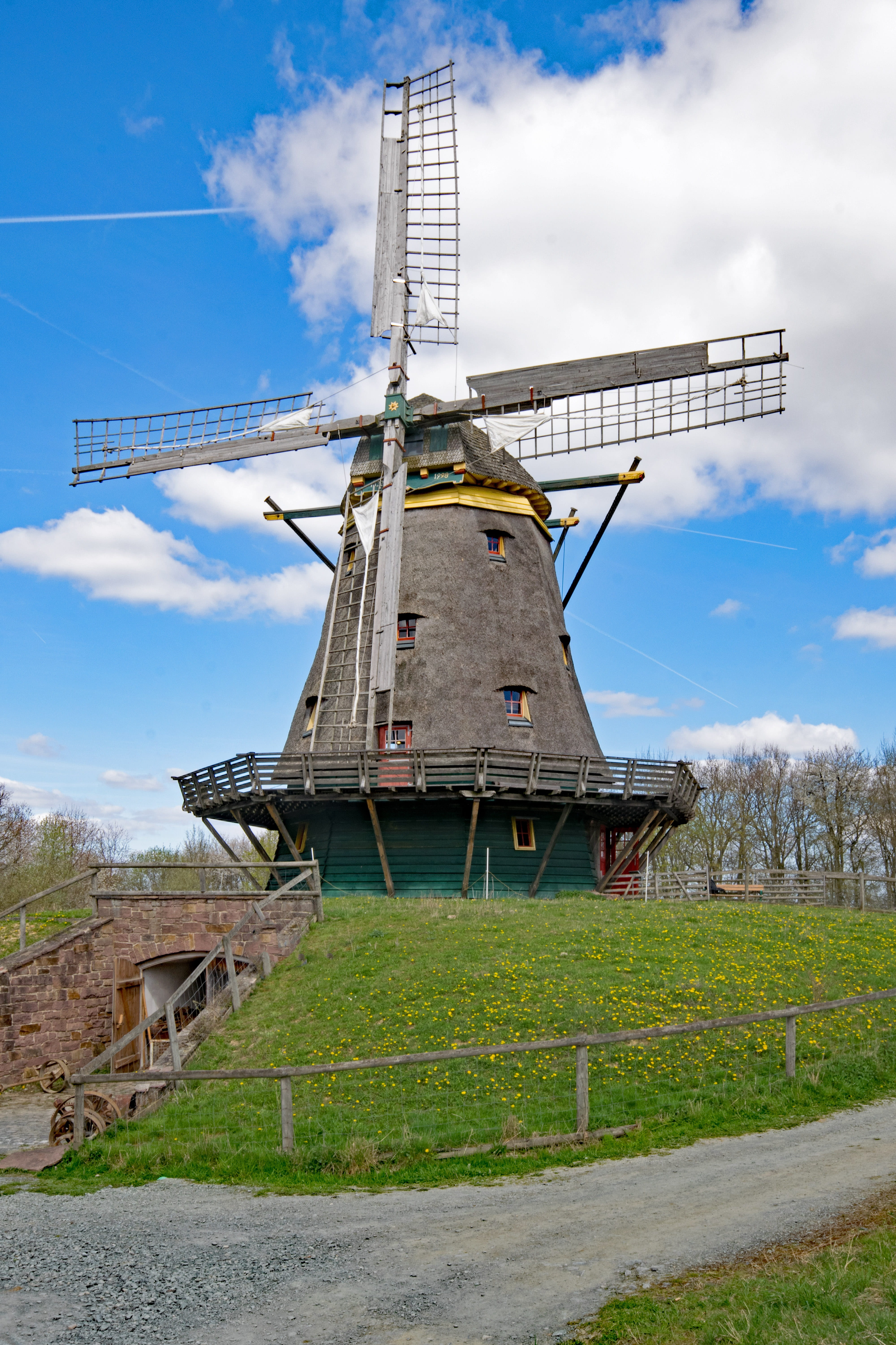 traditional windmill, history, old town, windmill, land, Neu-Anspach, landscape, environmental conservation, grass, renewable energy, fuel and power generation, Phone HD Wallpaper