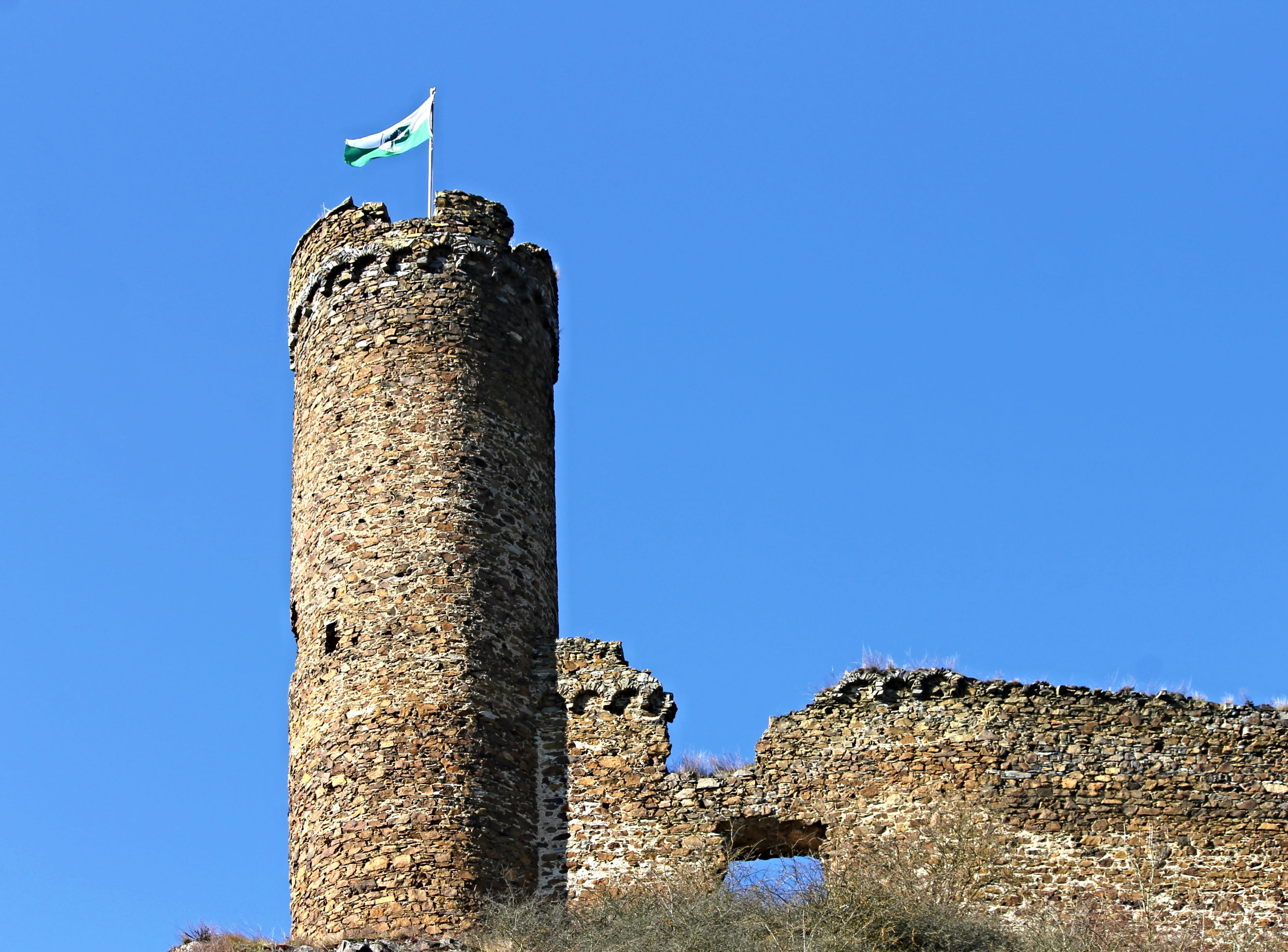 animal, the robber-knight, old ruin, animal themes, history, bird, keep, day, view, low angle view, burgruine, masonry, architecture, 2K, the aar-valley, HD Wallpaper