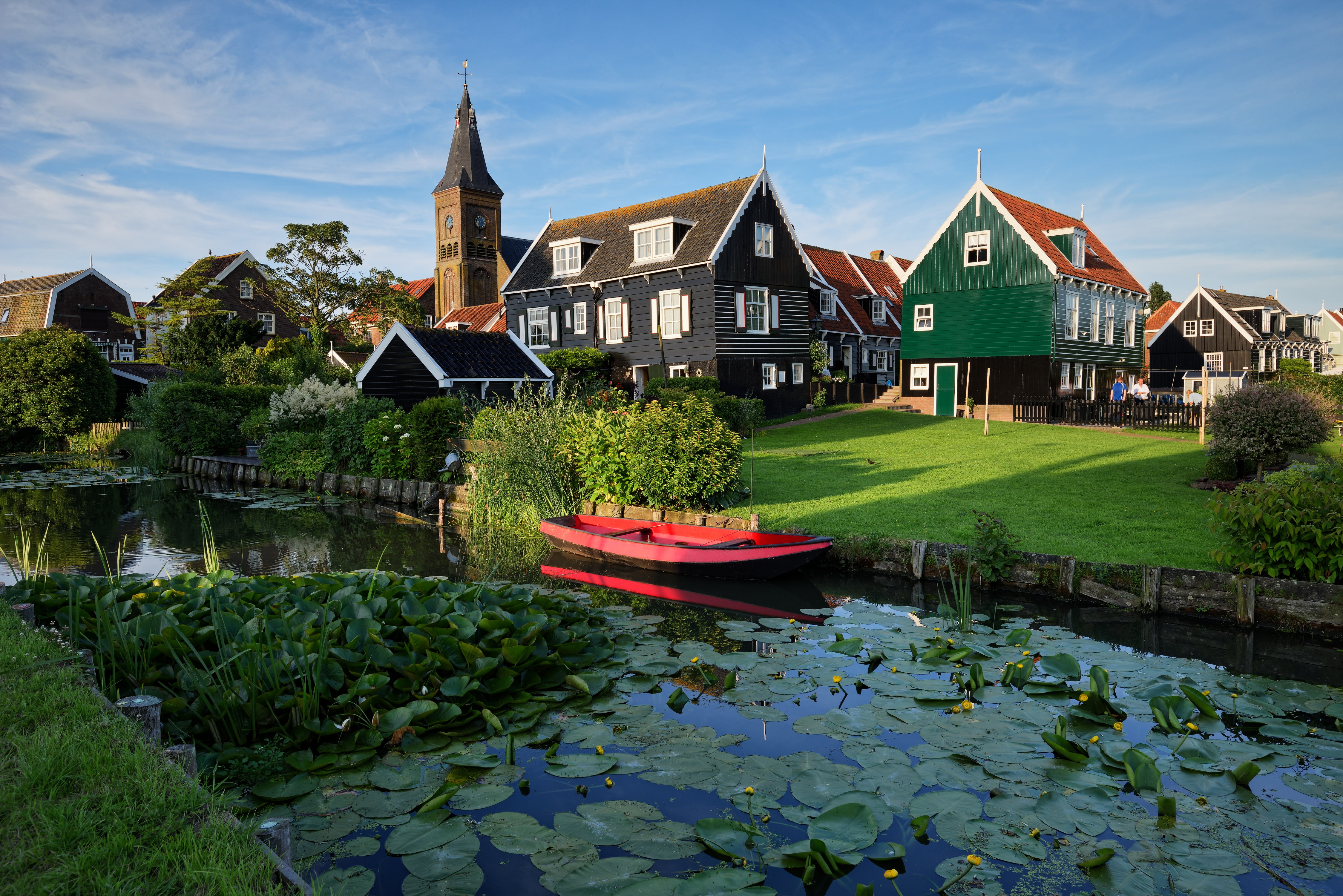 boat, Marken, Netherlands, 4K, home, pond, HD Wallpaper