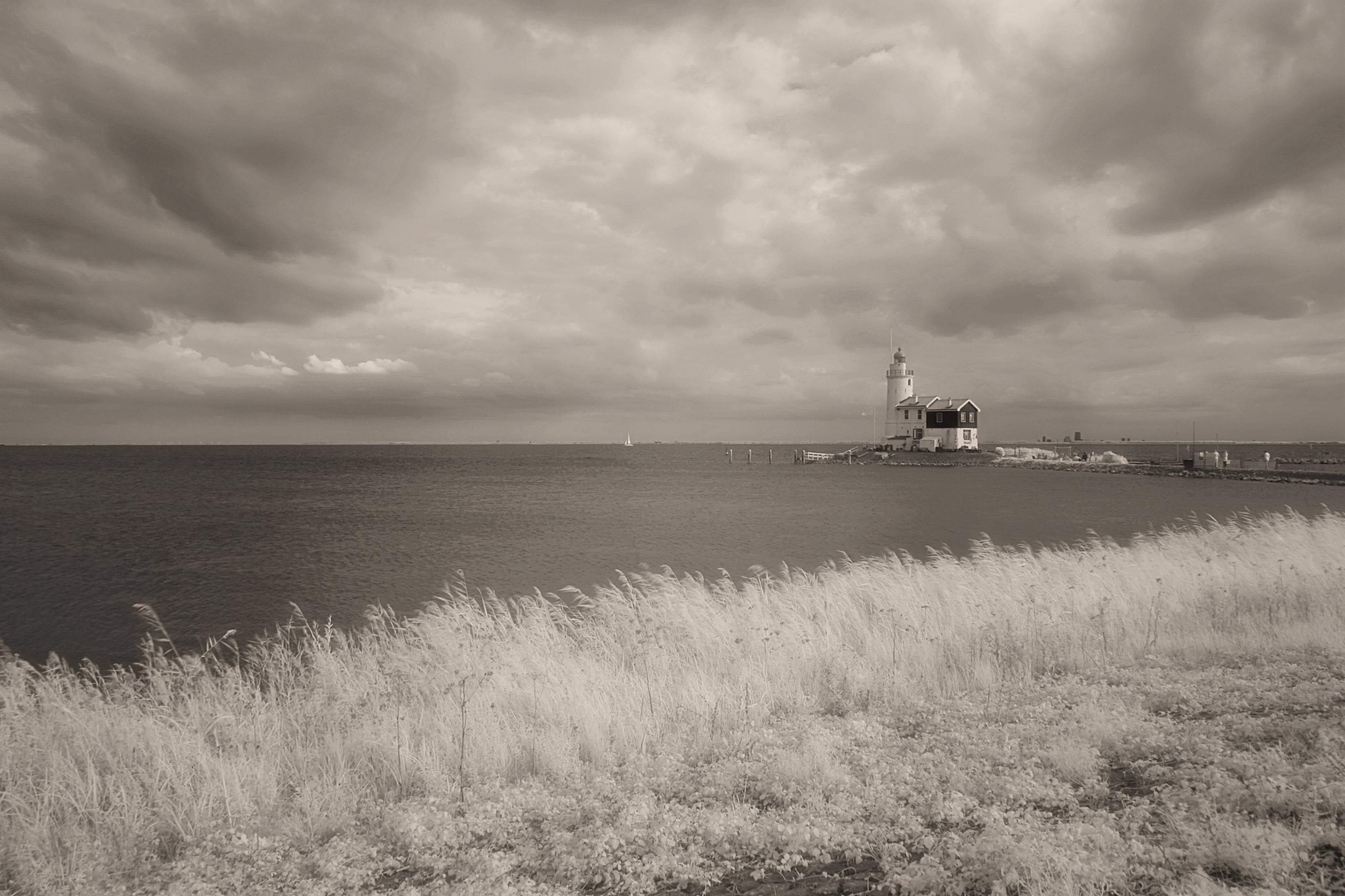 plant, cloud - sky, marken, sky, 4K, fuel and power generation, sea, no people, outdoors, land, environment, netherlands, grass, water, industry, beach, HD Wallpaper