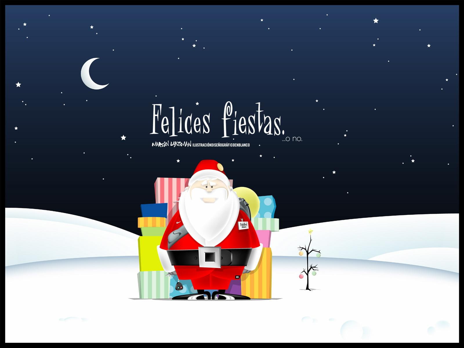 year, moon, santa, claus, new, gifts, 720P, new year, christmas, santa claus, HD Wallpaper