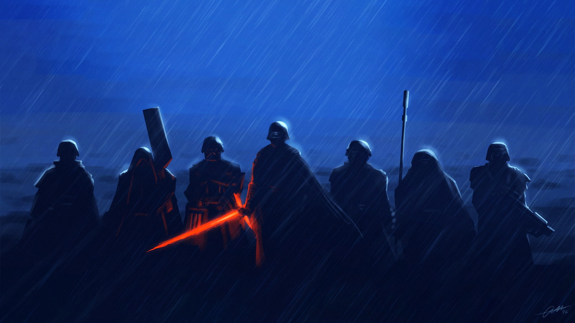 Rain, Lightsaber, Kylo Ren, 1080P, Star Wars, HD Wallpaper