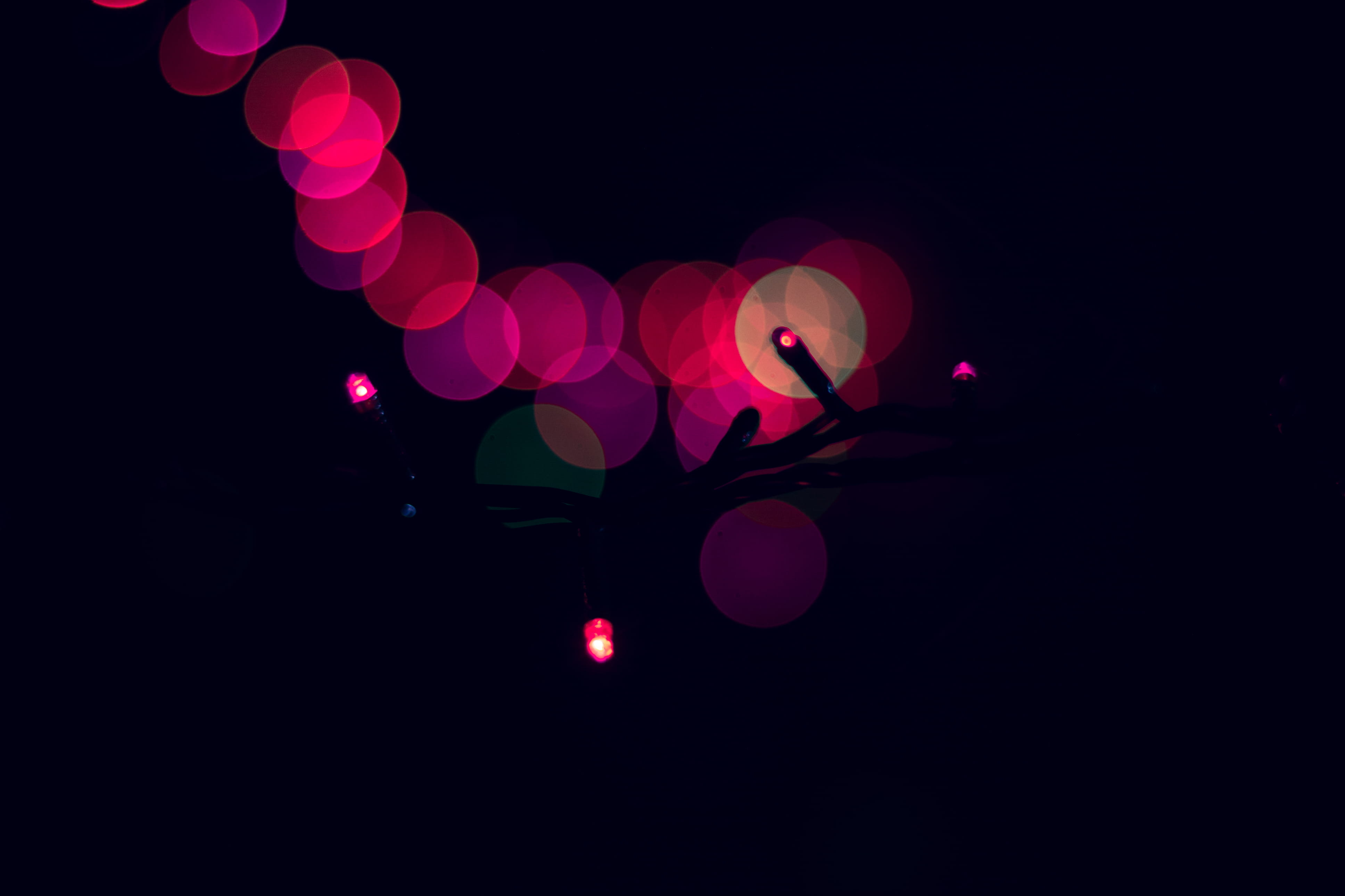 pink color, christmas light, bokeh, purple, lens flare, light - natural phenomenon, copy space, multi colored, abstract, christmas, shine, shape, lighting equipment, HD Wallpaper