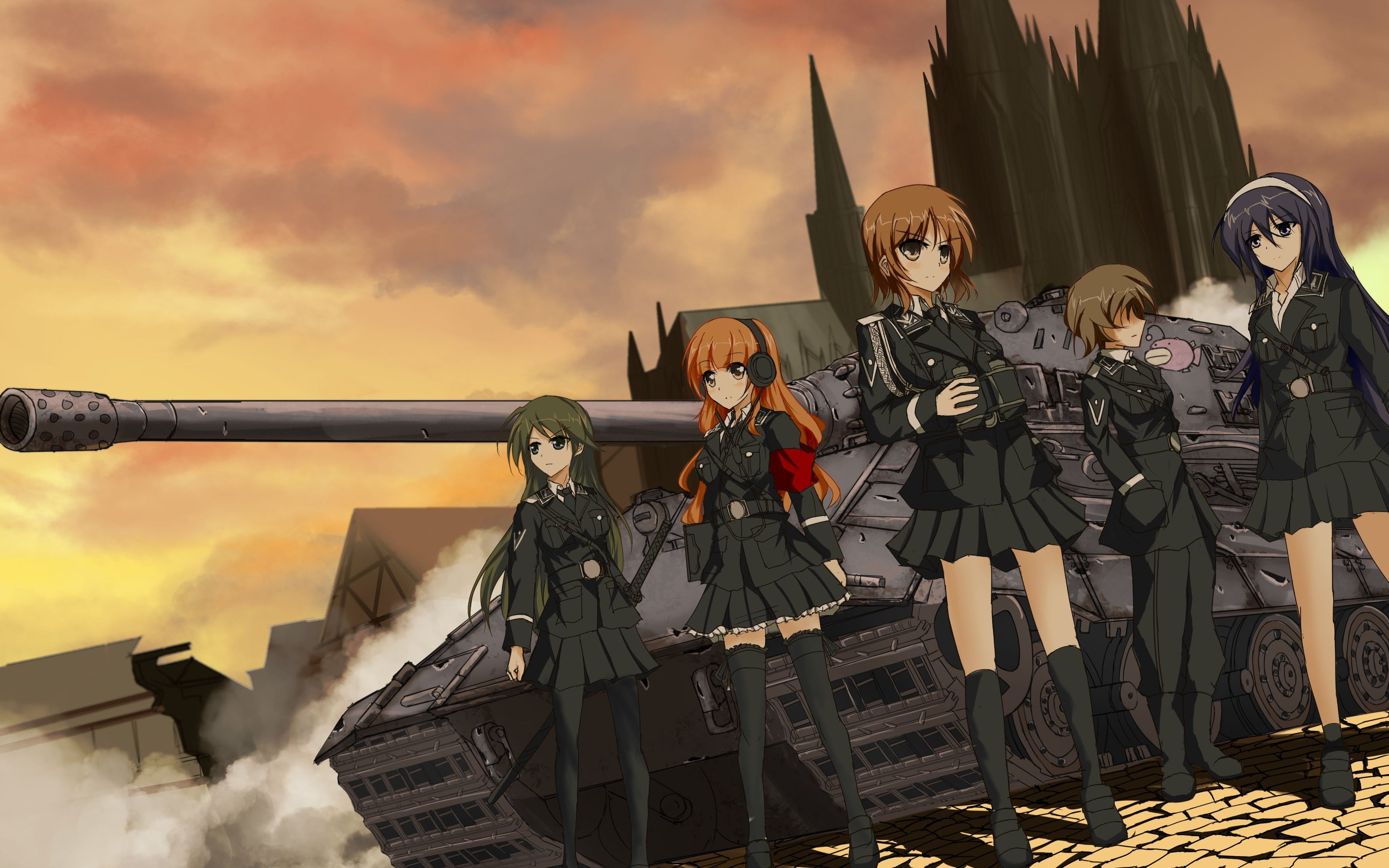 tank, 2K, anime girls, anime, vehicle, E75, Girls und Panzer, HD Wallpaper