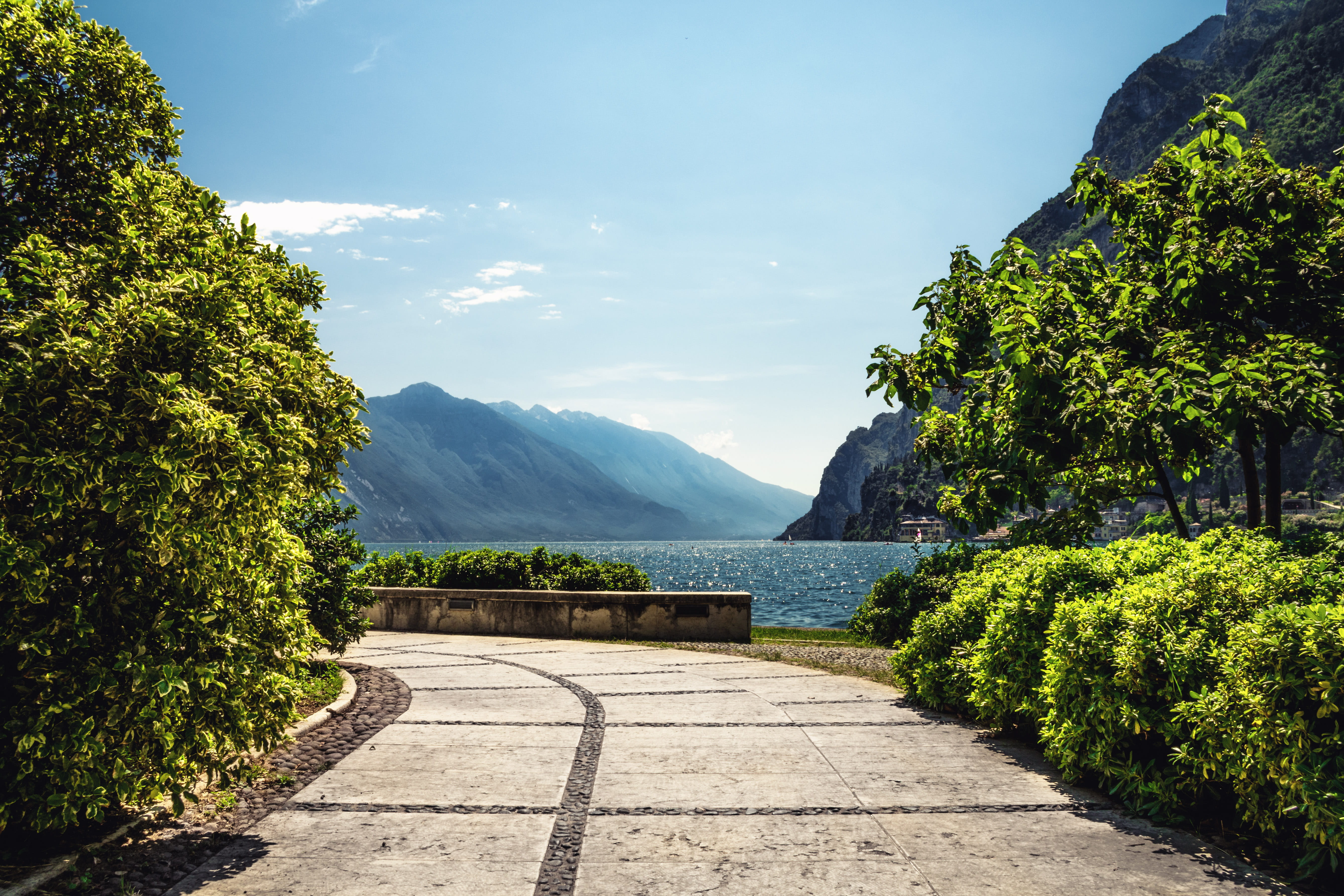 bushes, the way forward, snow, tranquil scene, beauty in nature, growth, water, mountain, landscape, footpath, long, scenics - nature, boat, nature, trees, HD Wallpaper