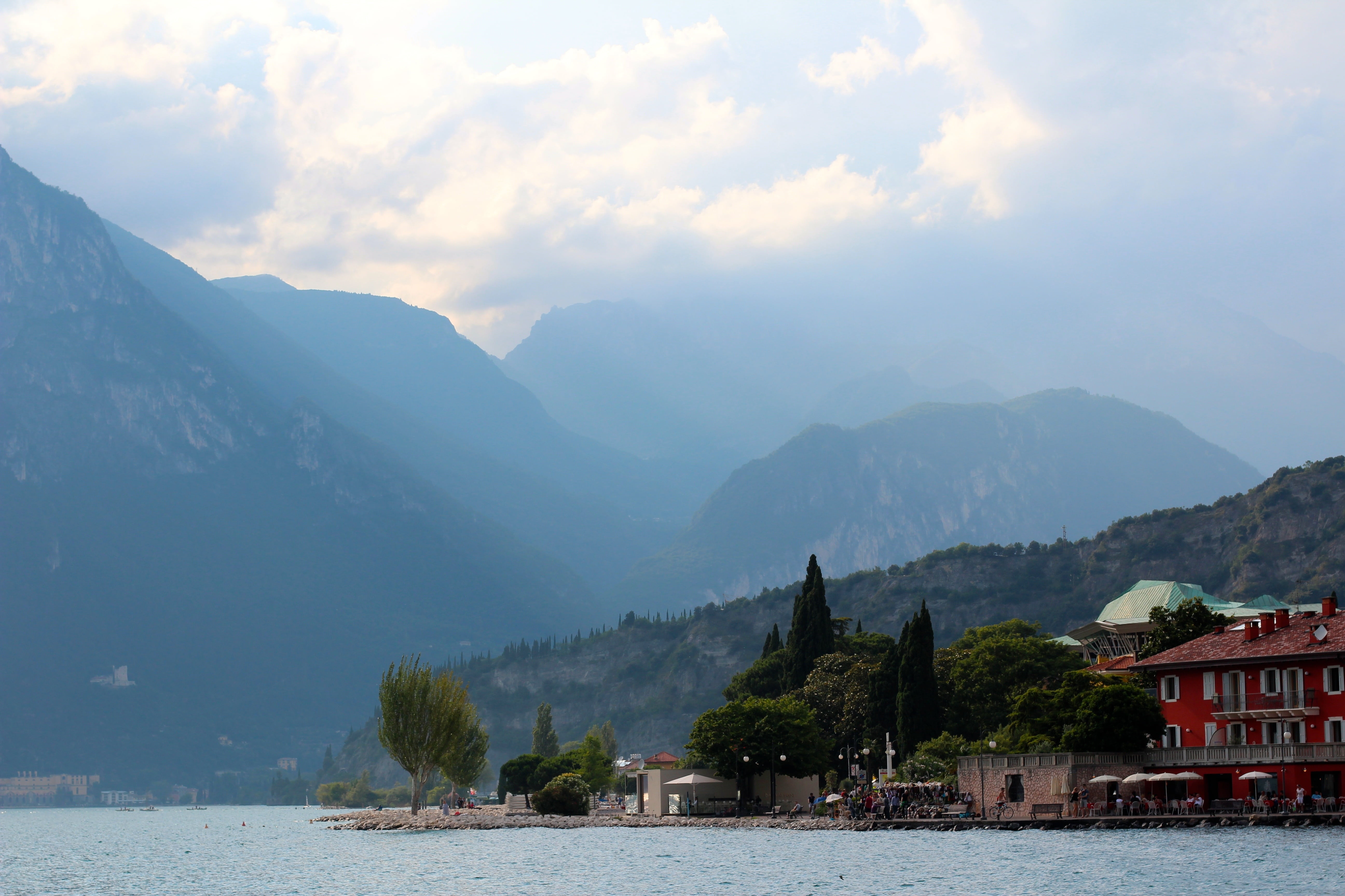 travel destinations, mountain peak, cloud - sky, beauty in nature, mountain, monte brione, no people, garda, riva del garda, outdoors, building exterior, HD Wallpaper