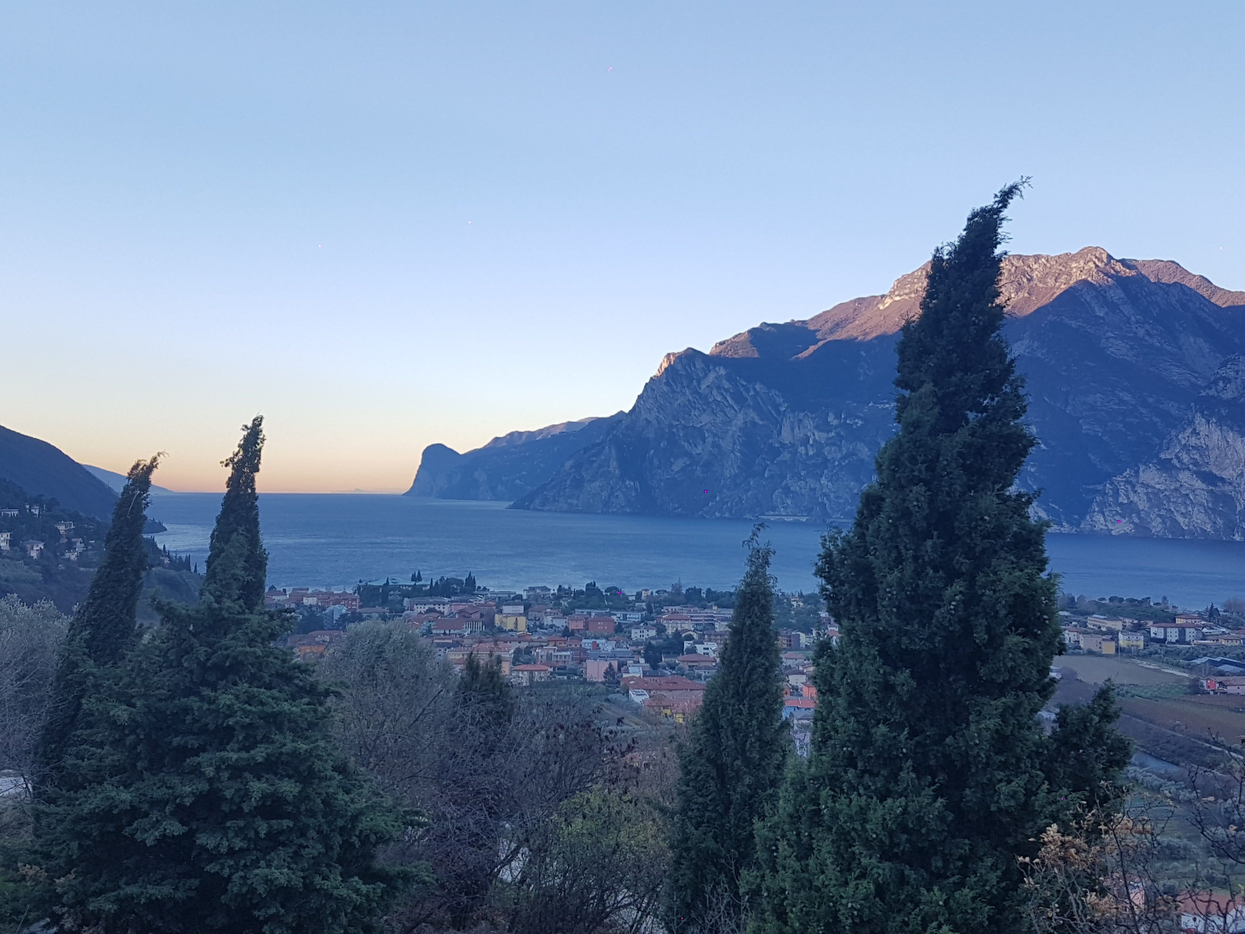 landscape, built structure, nature, beauty in nature, city, garda, architecture, lake, mountain range, outdoors, building exterior, plant, building, water, HD Wallpaper