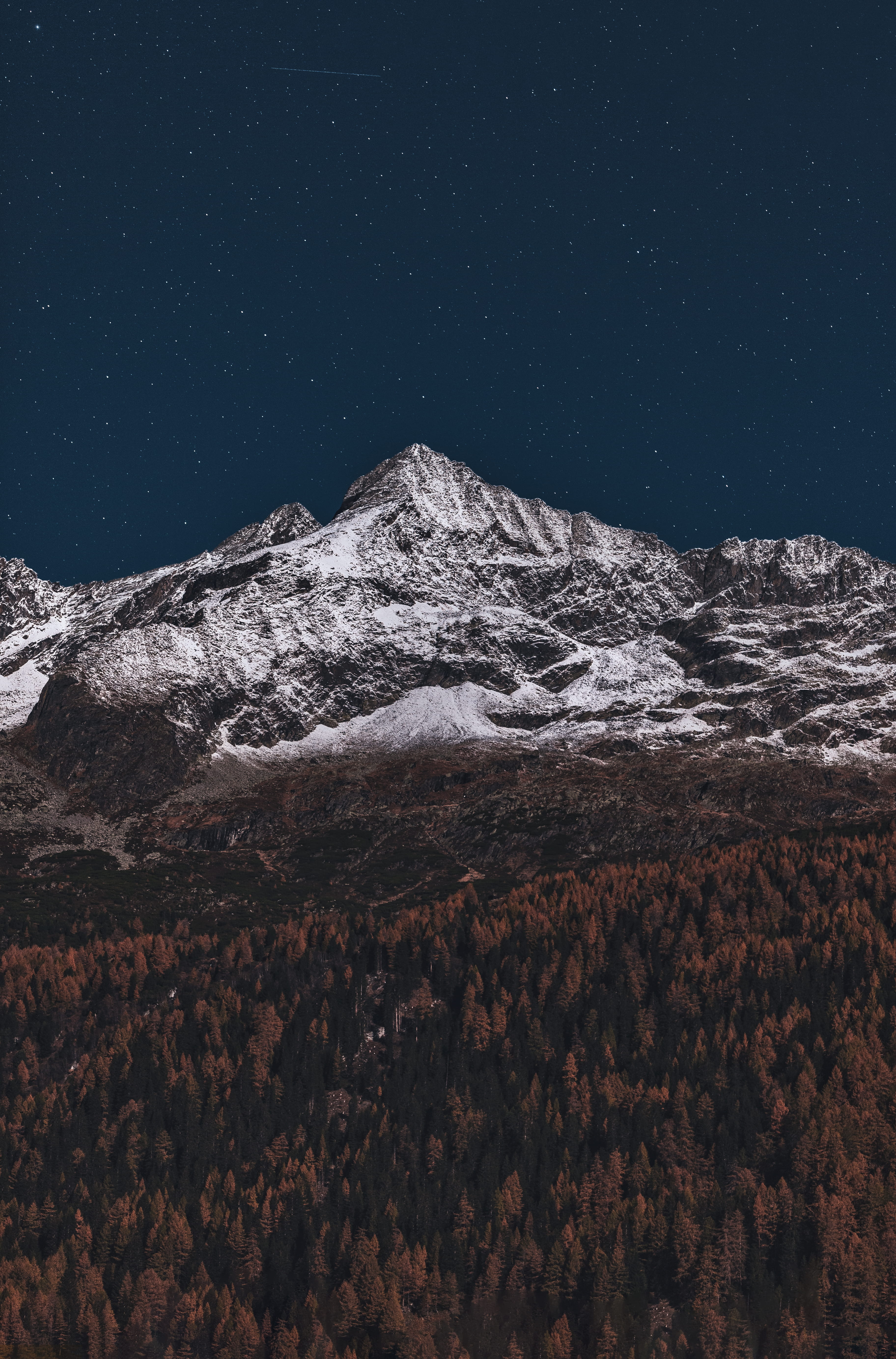 environment, fall, sky, outdoors, star, no people, snowcapped mountain, star - space, tranquil scene, mountain range, hillside, beauty in nature, 5K, space, Phone HD Wallpaper