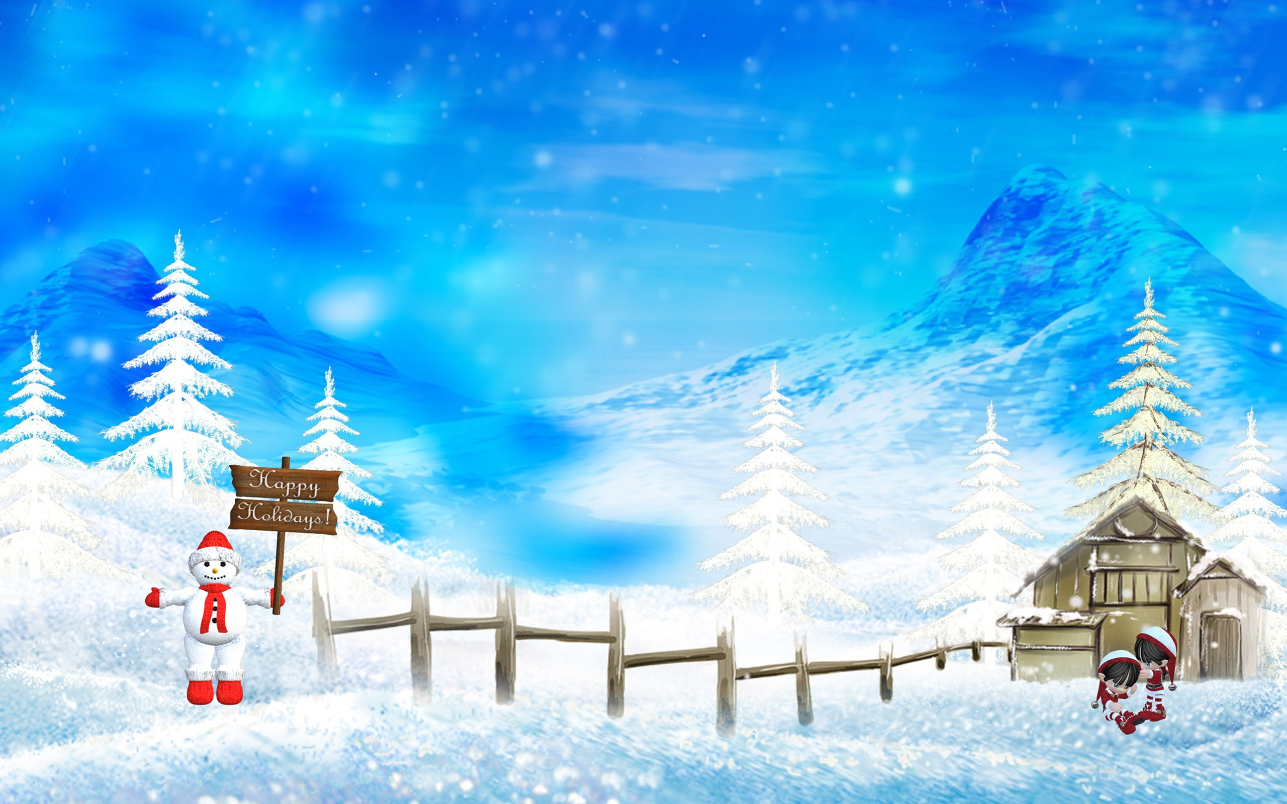 2K, Beautiful, Merry, Christmas, Snow, Scene, HD Wallpaper