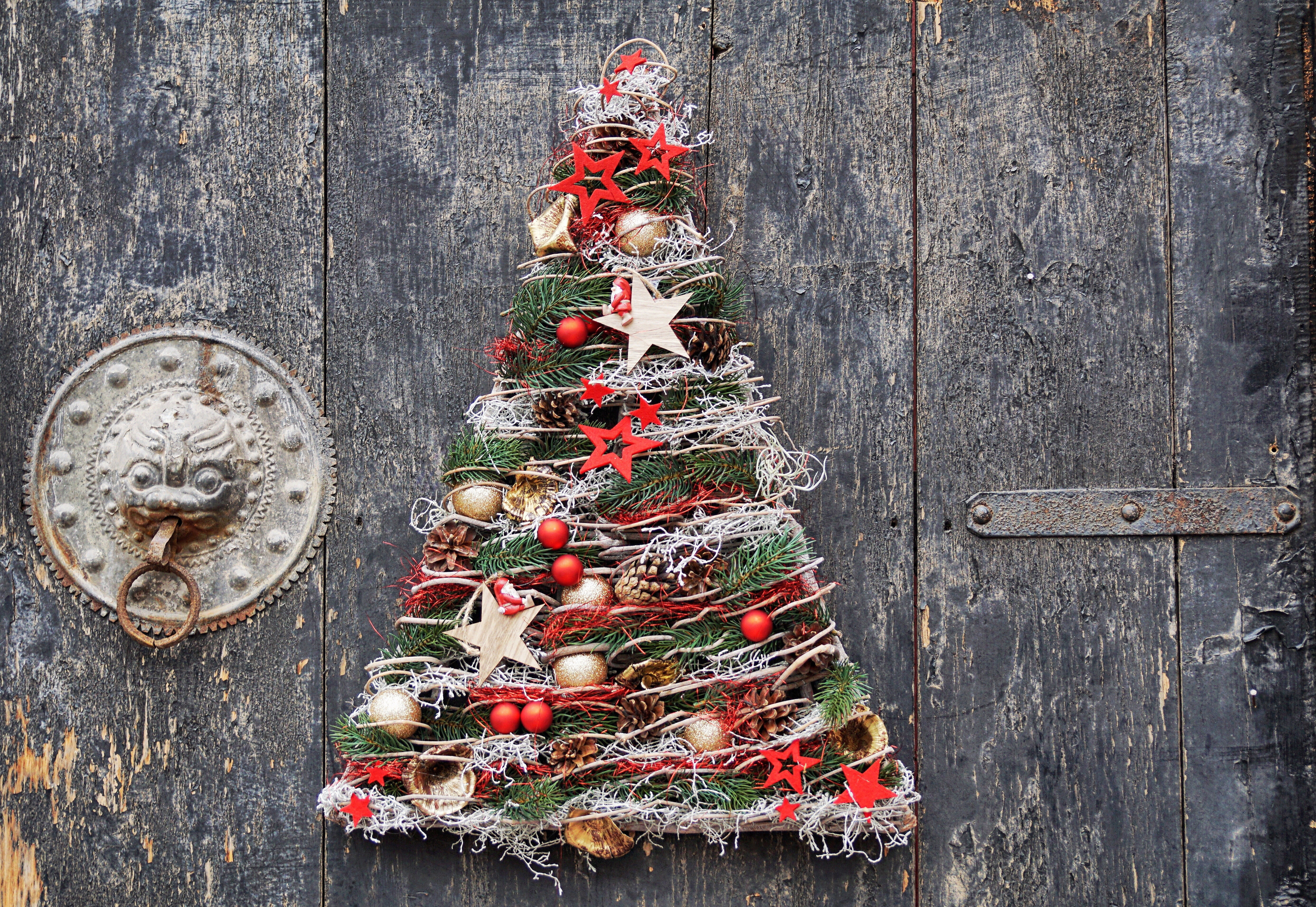 balls, fir-tree, decorations, New Year, 5K, 5K, Christmas, toys, HD Wallpaper