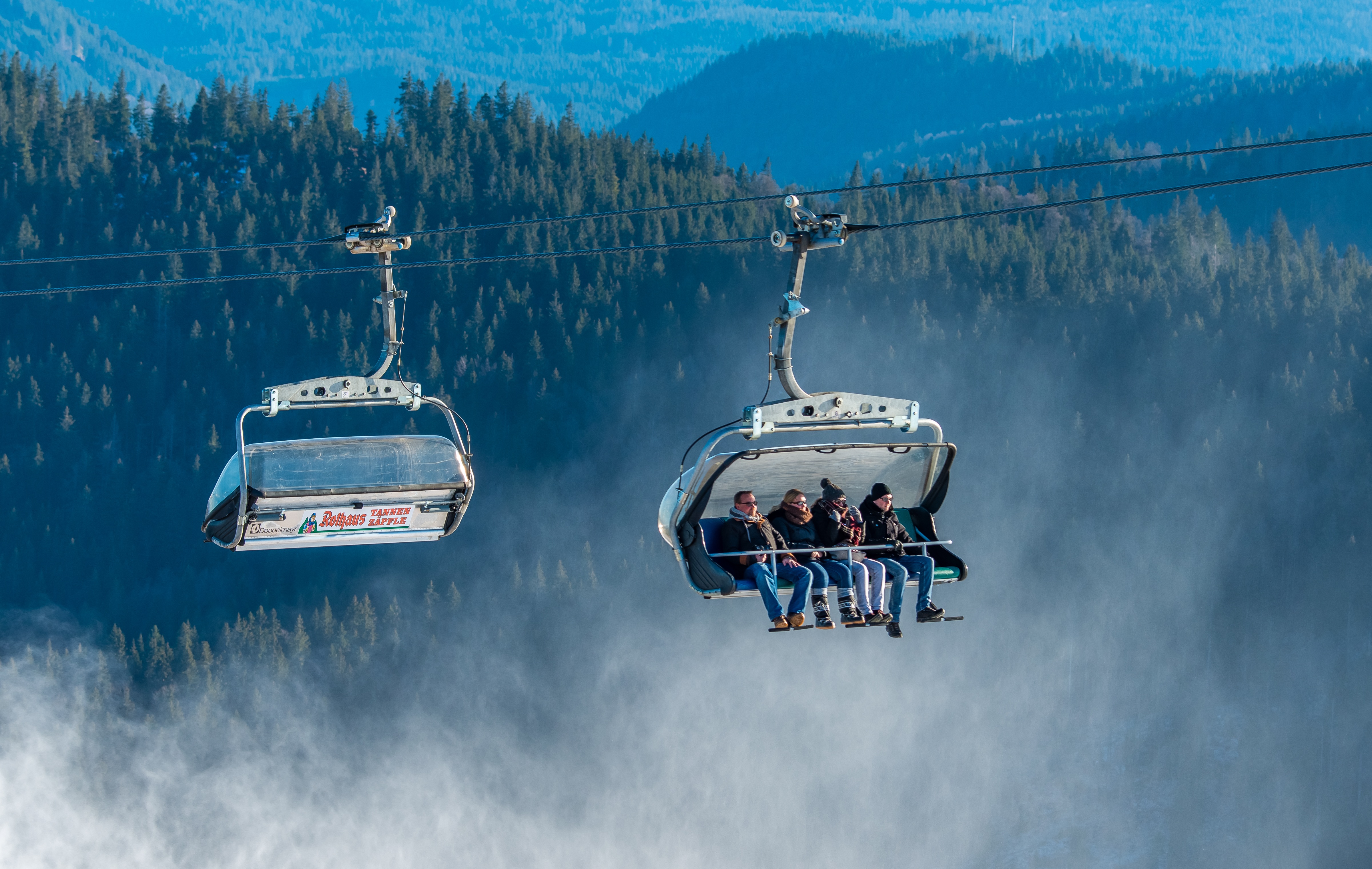transportation, scenics - nature, view, mountain range, day, ski lift, horizon, men, chairlift, travel, people, landscape, mood, cable car, sky, group of people, HD Wallpaper