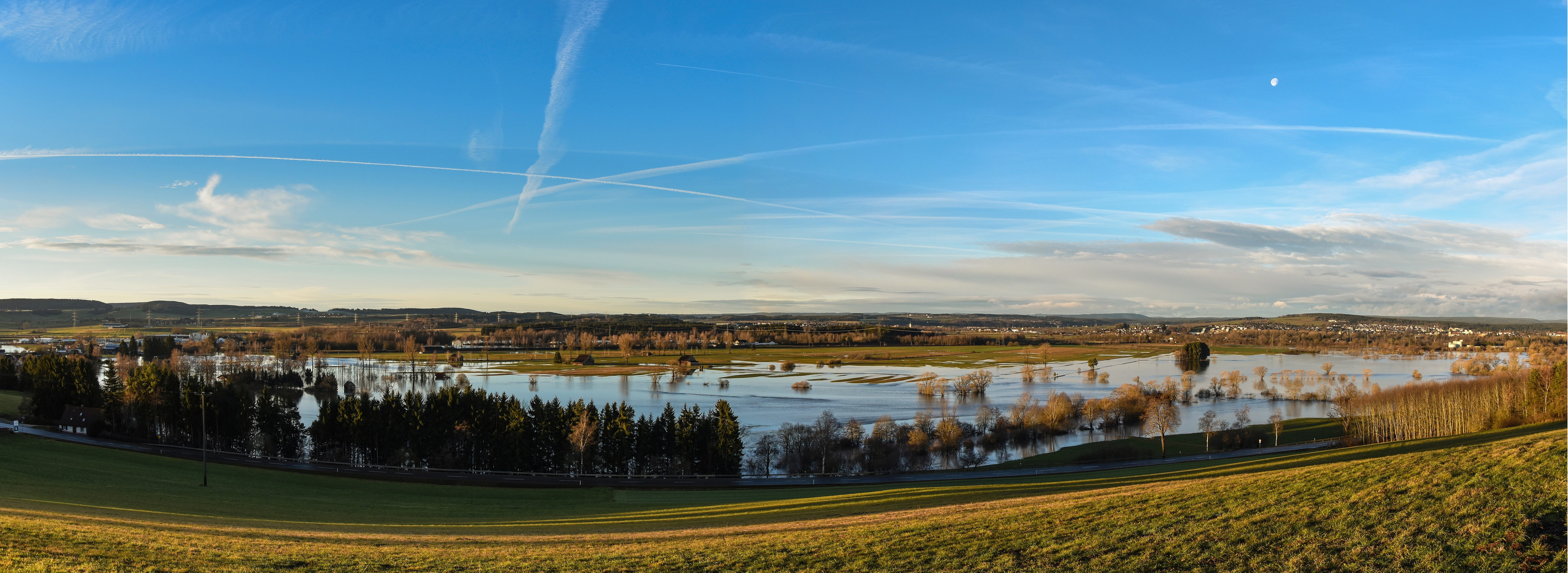 architecture, landscape image, 8K, beauty in nature, high water, plant, pfohren, sky, donaueschingen, danube, cloud - sky, outdoors, built structure, scenics - nature, HD Wallpaper