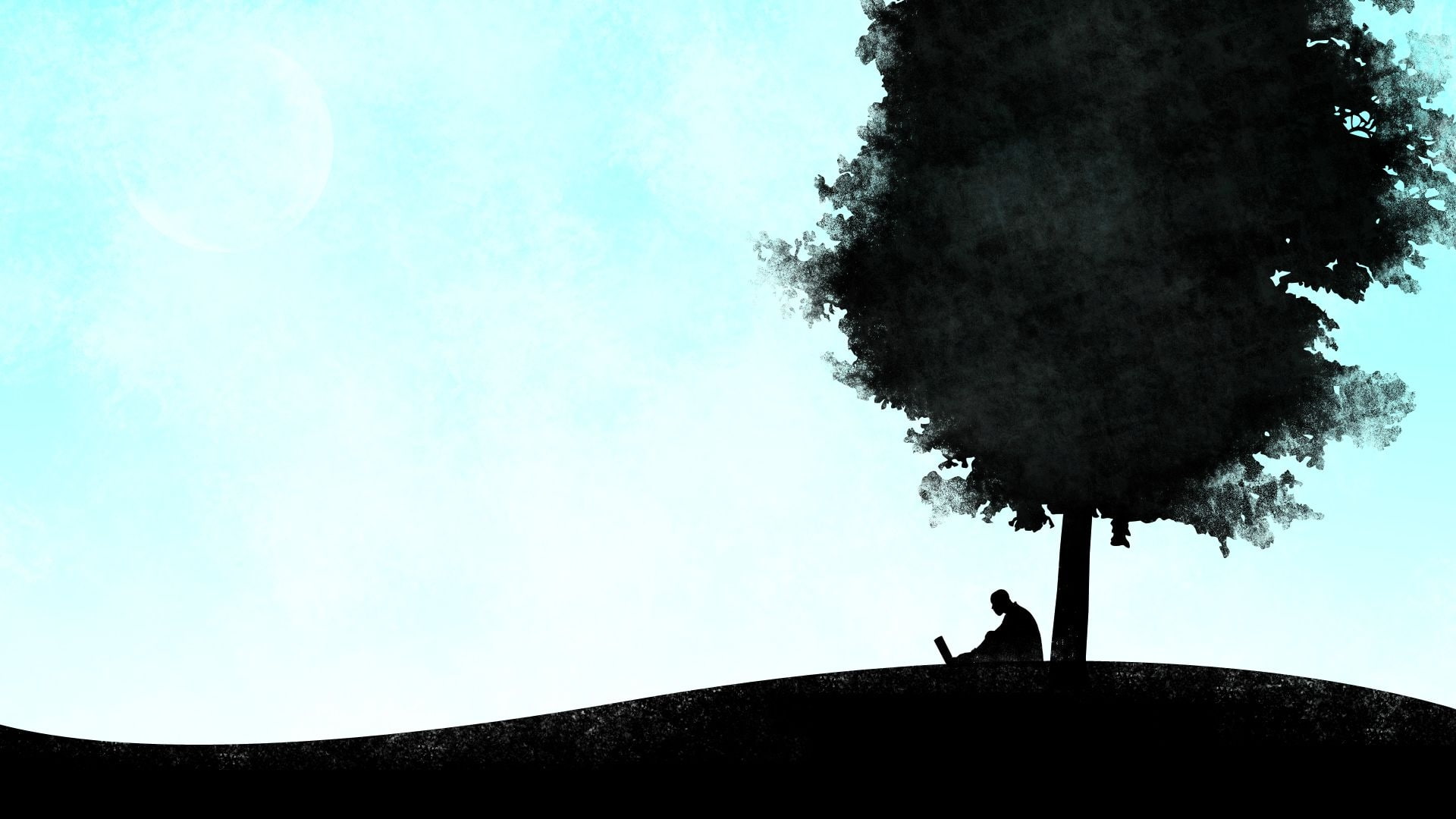 drawing, men, mood, growth, architecture, outdoors, Silhouette, tranquil, standing, one person, real people, art, sky, Peace, solitude, beauty in nature, HD Wallpaper