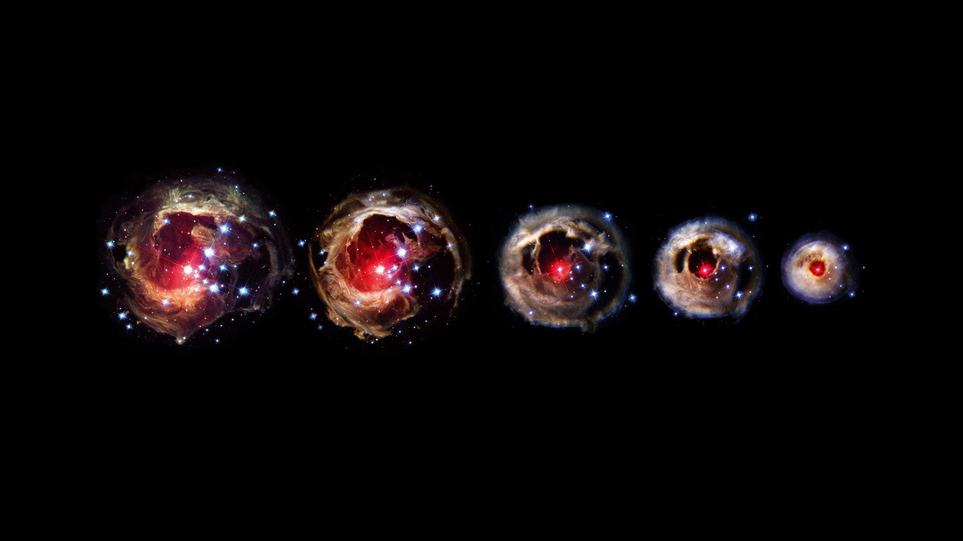 in a row, v838 monocerotis space progression stars digital art galaxy, digital composite, 1080P, food and drink, cut out, copy space, black color, studio shot, HD Wallpaper