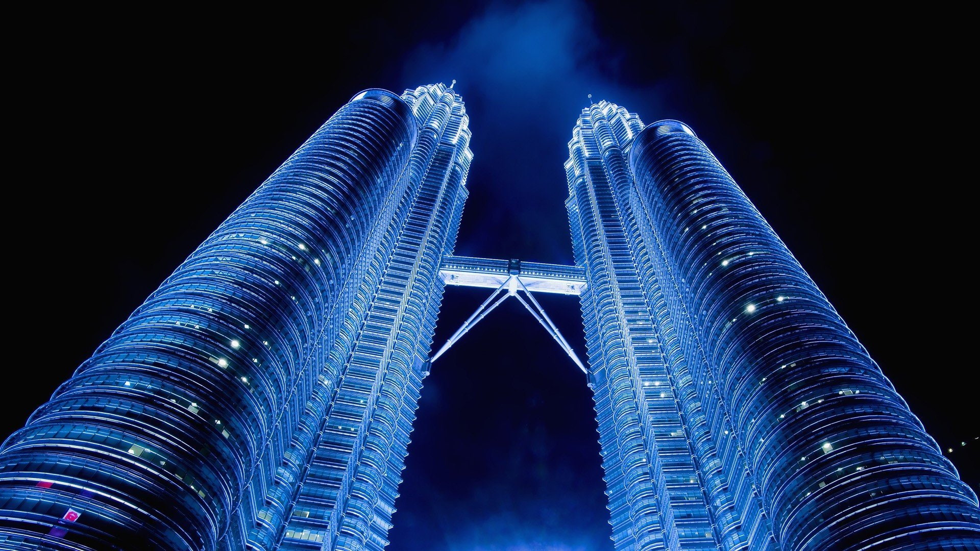 office building exterior, art, Petronas, tower, night, skyscraper, modern, connection, travel destinations, nightlife, nature, worms eye view, seed, financial district, HD Wallpaper