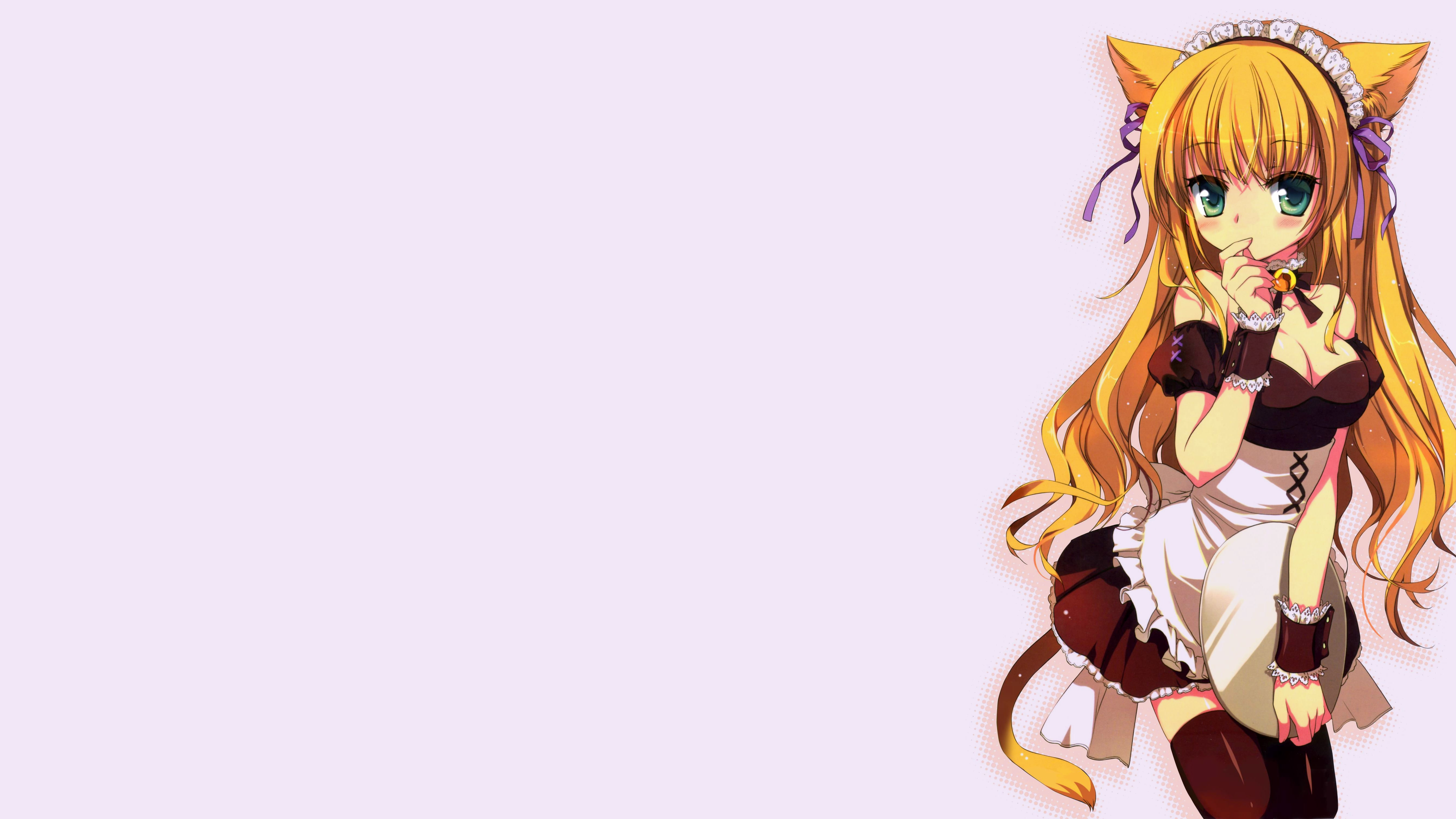 nekomimi, cat girl, 5K, maid outfit, anime, maid, original characters, anime girls, HD Wallpaper