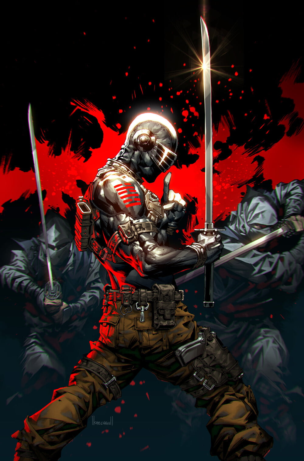 Snake Eyes (character), sword, artwork, 720P, Kael Ngu, comic art, weapon, Phone HD Wallpaper