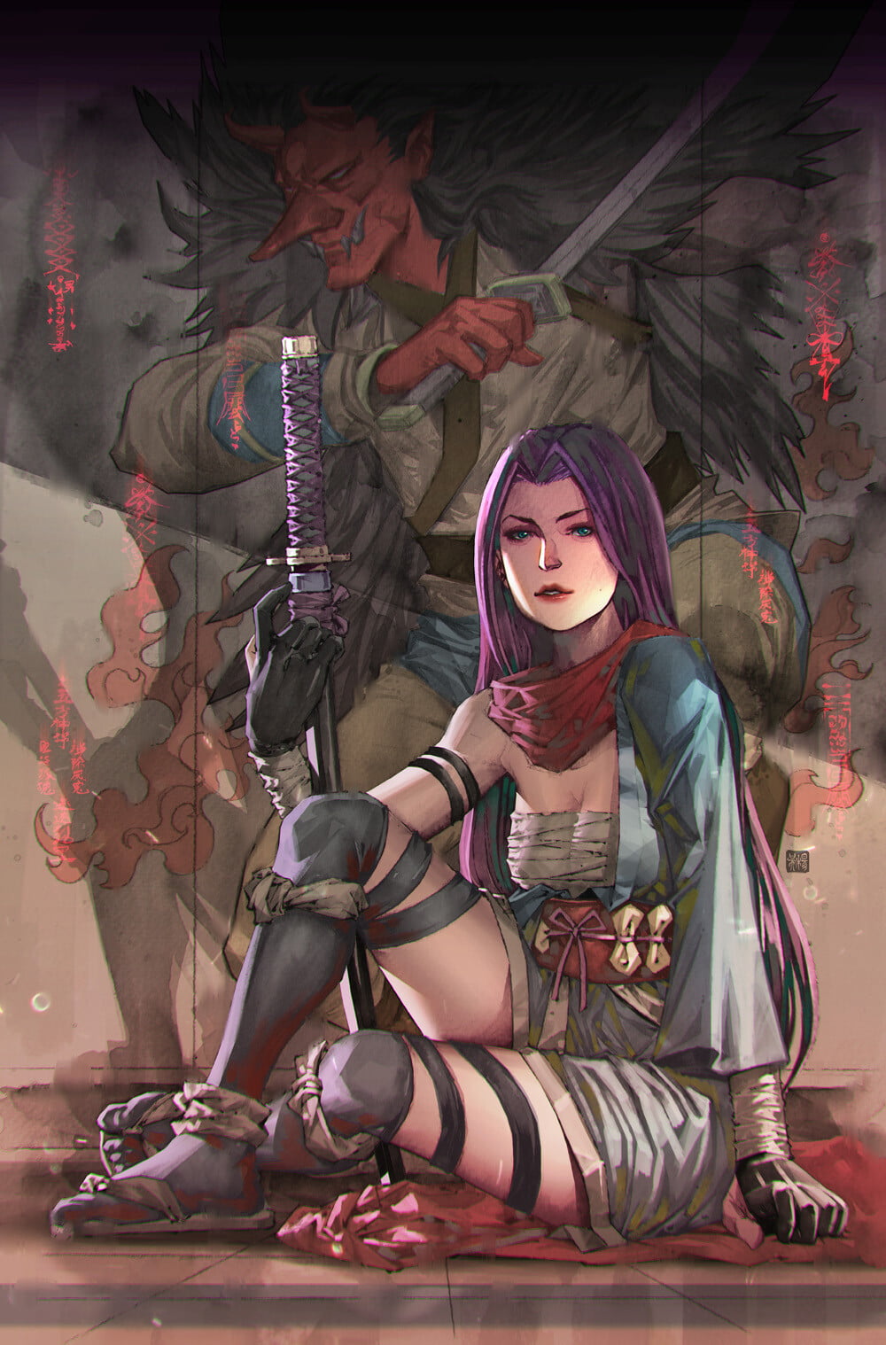 Psylocke, women, X-Men, Kael Ngu, 720P, ArtStation, artwork, Phone HD Wallpaper