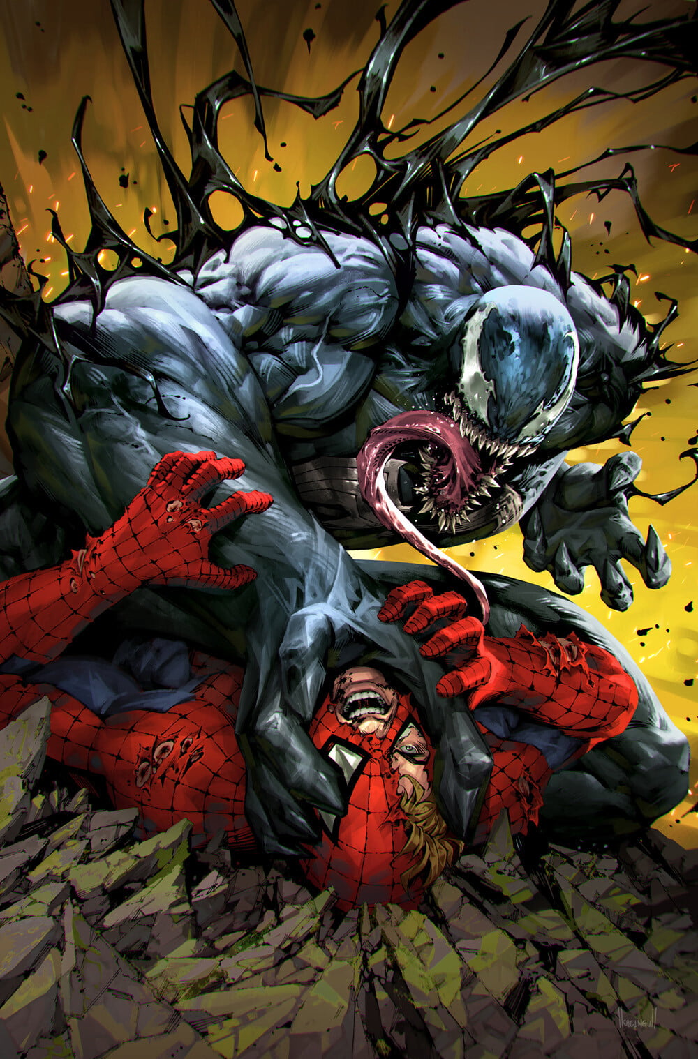 artwork, Venom, Kael Ngu, ArtStation, 720P, Spider-Man, Phone HD Wallpaper